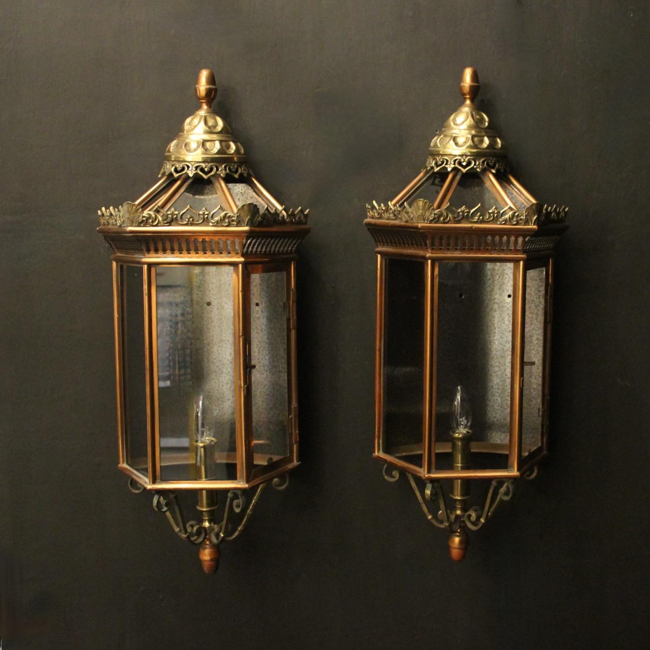 French Pair Of Brass & Copper Half Lanterns (1 of 10) French Pair Of Brass & Copper Half Lanterns (1 of 10)