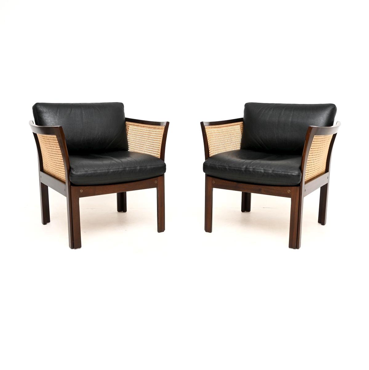 Pair of Vintage Danish Mahogany and Leather Armchairs by Illum Wikkelso (1 of 10) Pair of Vintage Danish Mahogany and Leather Armchairs by Illum Wikkelso (1 of 10)