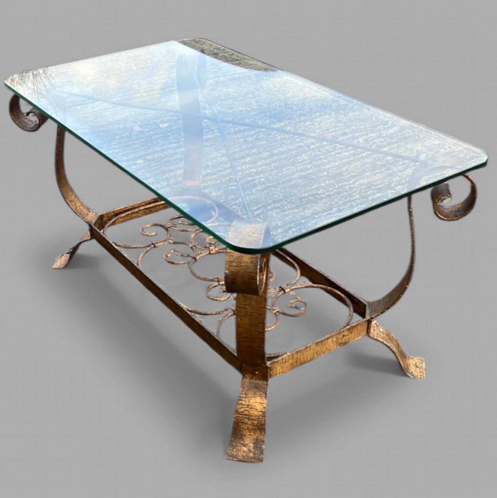 Mid-century Wrought-iron Coffee Table with New Glass Top (1 of 6)