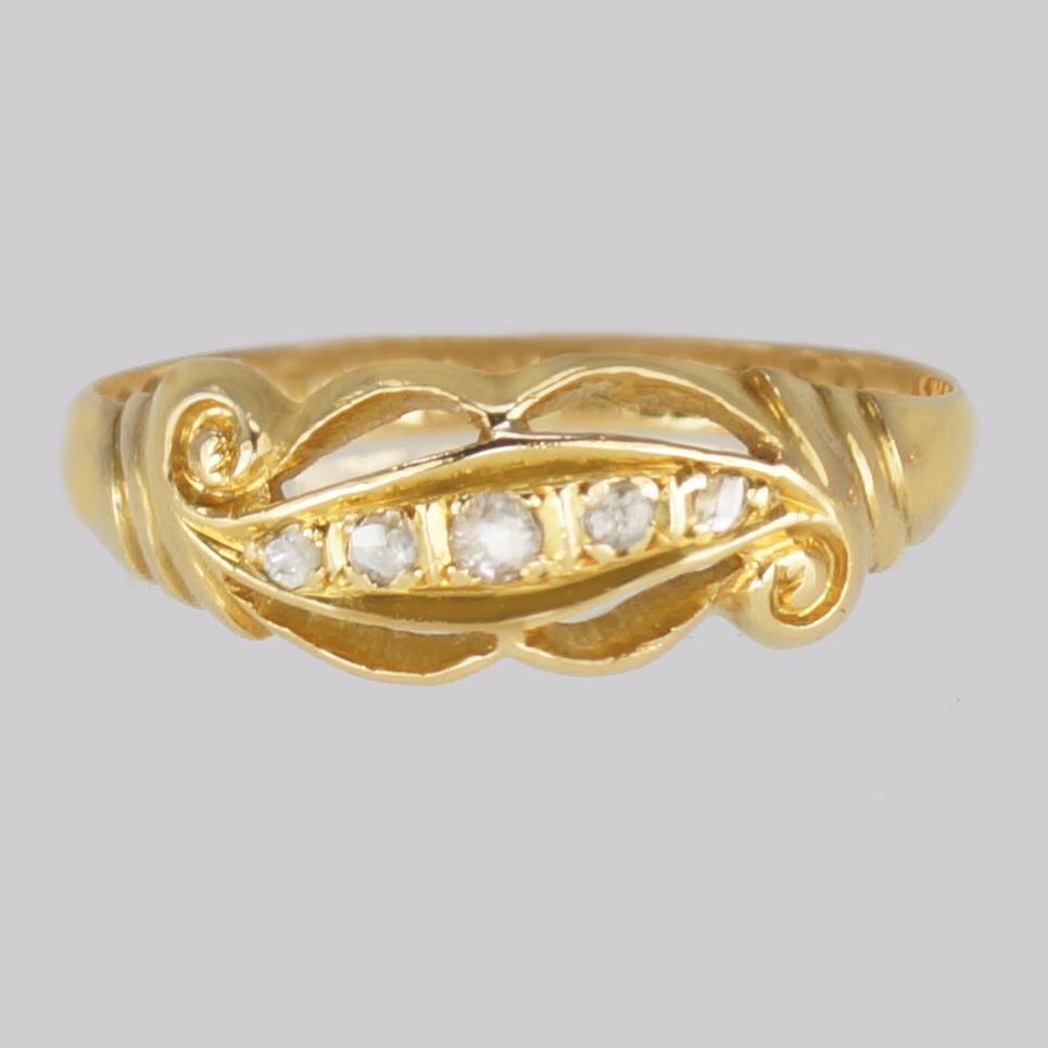 Antique 18ct Gold Diamond Ring Five Stone Half Hoop Victorian Engagement Ring (1 of 7)