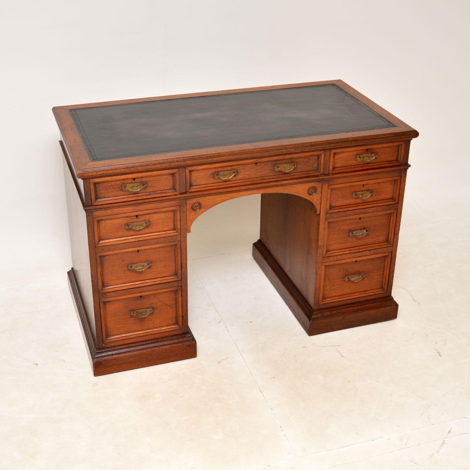 Antique Victorian Walnut Pedestal Desk by Howard & Sons (1 of 12) Antique Victorian Walnut Pedestal Desk by Howard & Sons (1 of 12)