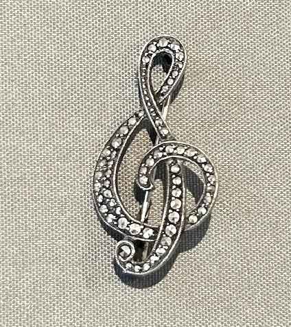Victorian Silver & Marcasite Treble Clef Brooch (1 of 6) Victorian Silver & Marcasite Treble Clef Brooch (1 of 6)