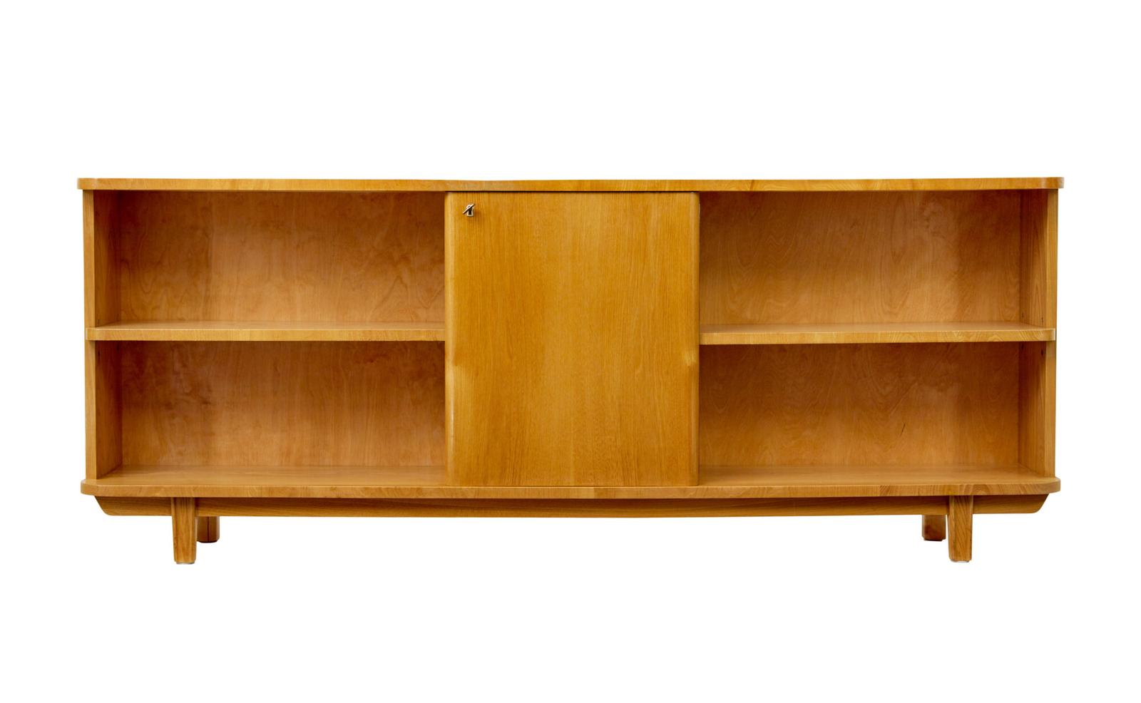 Swedish Mid Century Elm Low Open Bookcase (1 of 9)