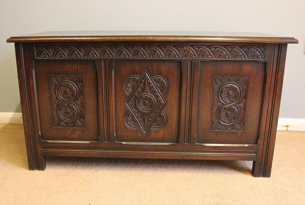 Carved Oak Blanket Box Chest Coffer (1 of 11)