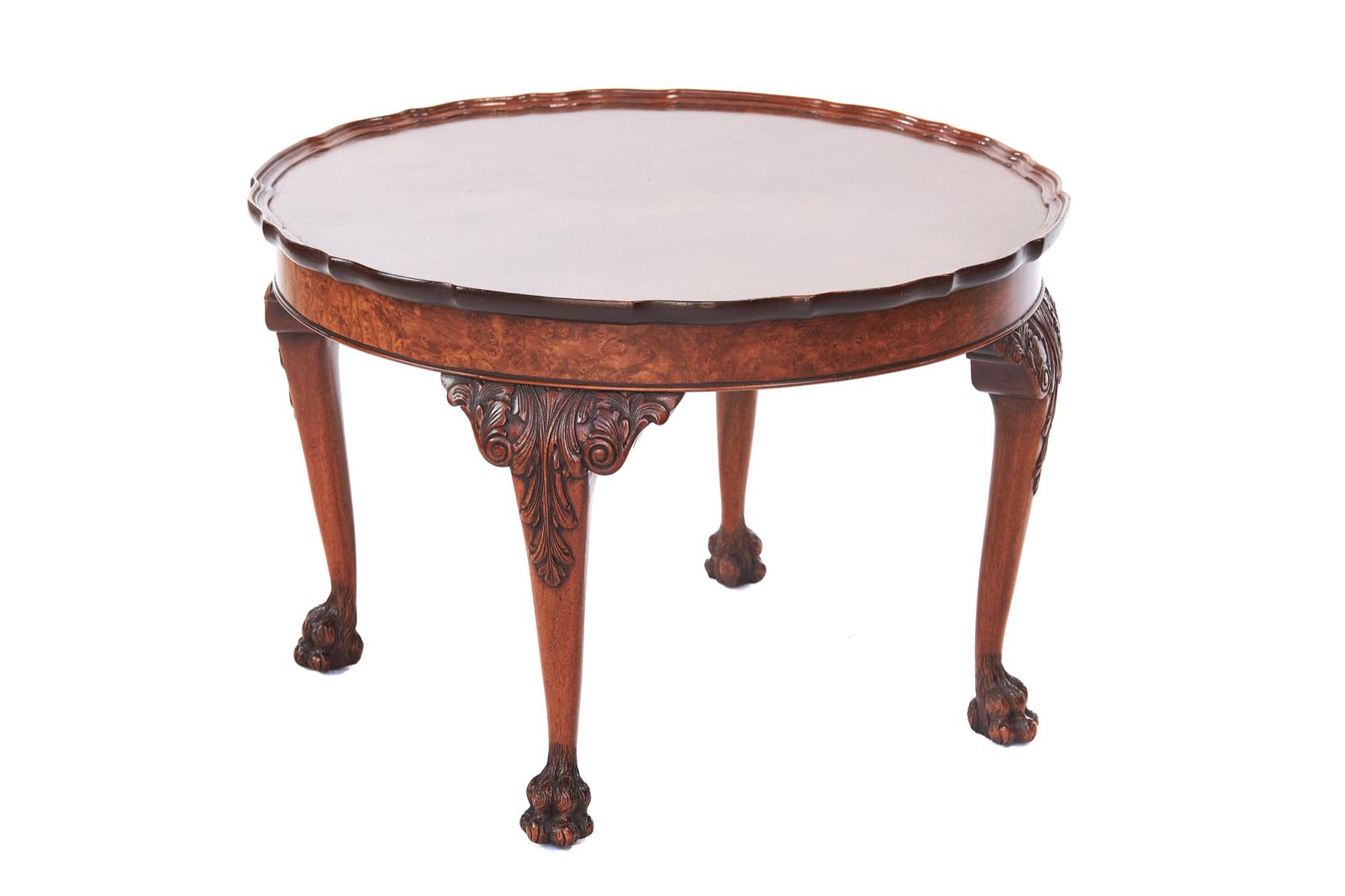 Burr Walnut Circular Pie Crust Coffee Table Circa 1930s (1 of 6) Burr Walnut Circular Pie Crust Coffee Table Circa 1930s (1 of 6)