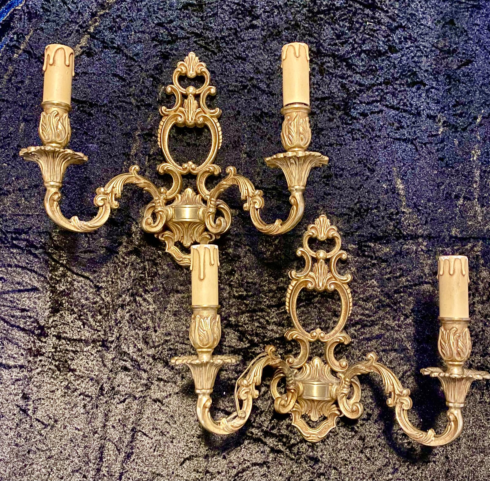 Pair of Brass Twin Light Cameo Wall Lights (1 of 9)