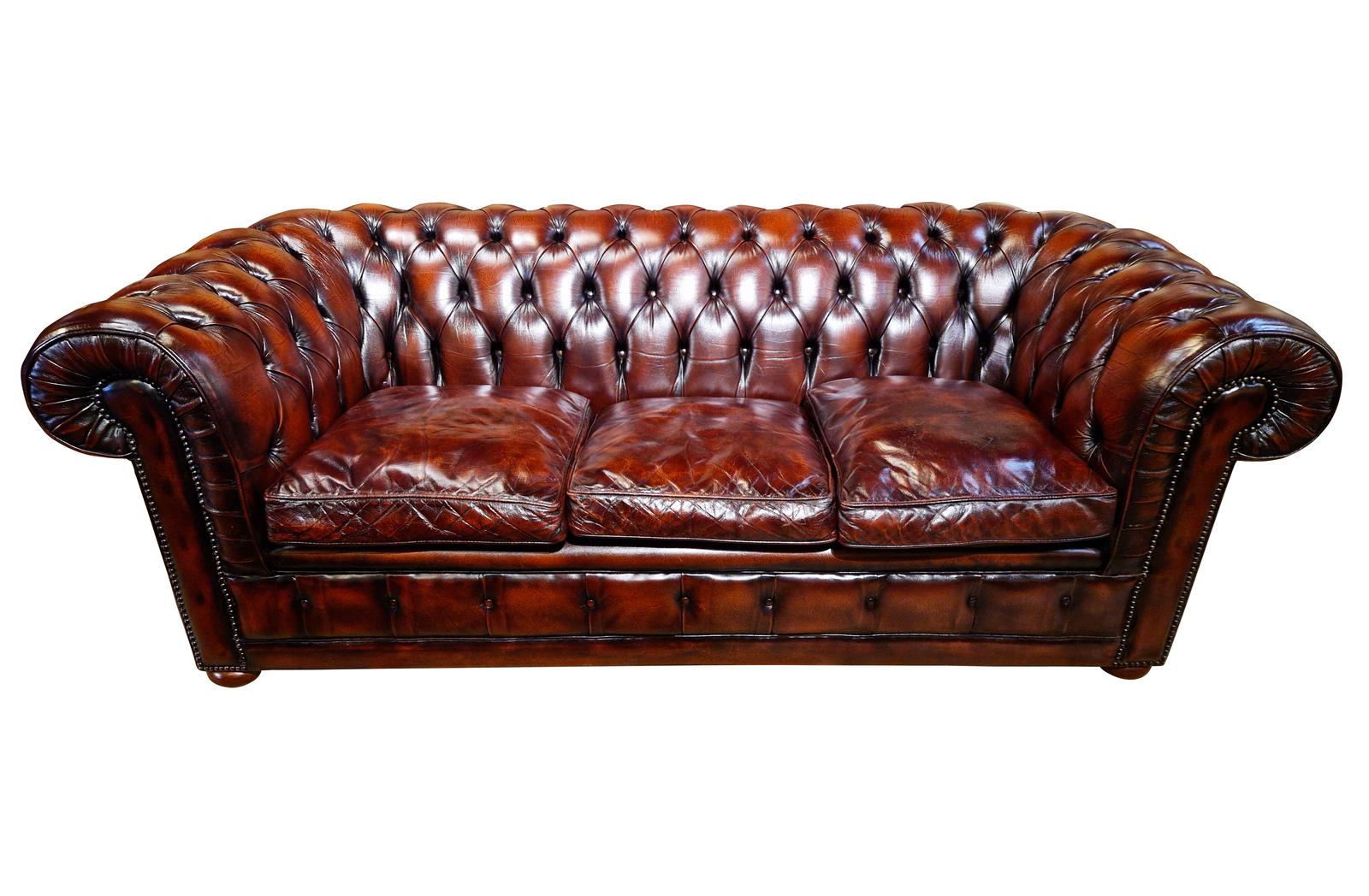 Chestnut Brown Leather Chesterfield (1 of 1)