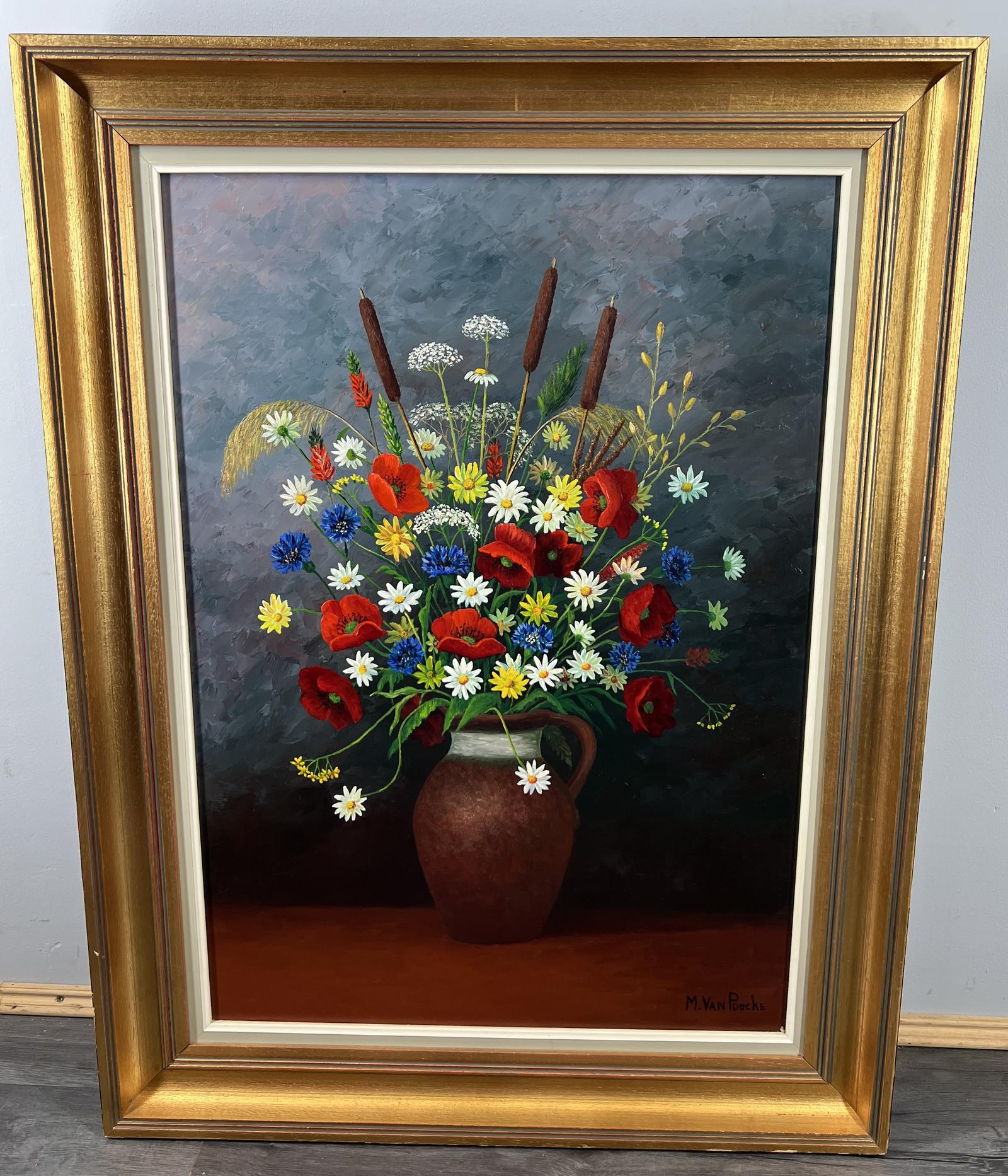 Vintage Framed French Floral Painting 86cm x 65cm Signed Still Life (1 of 12)