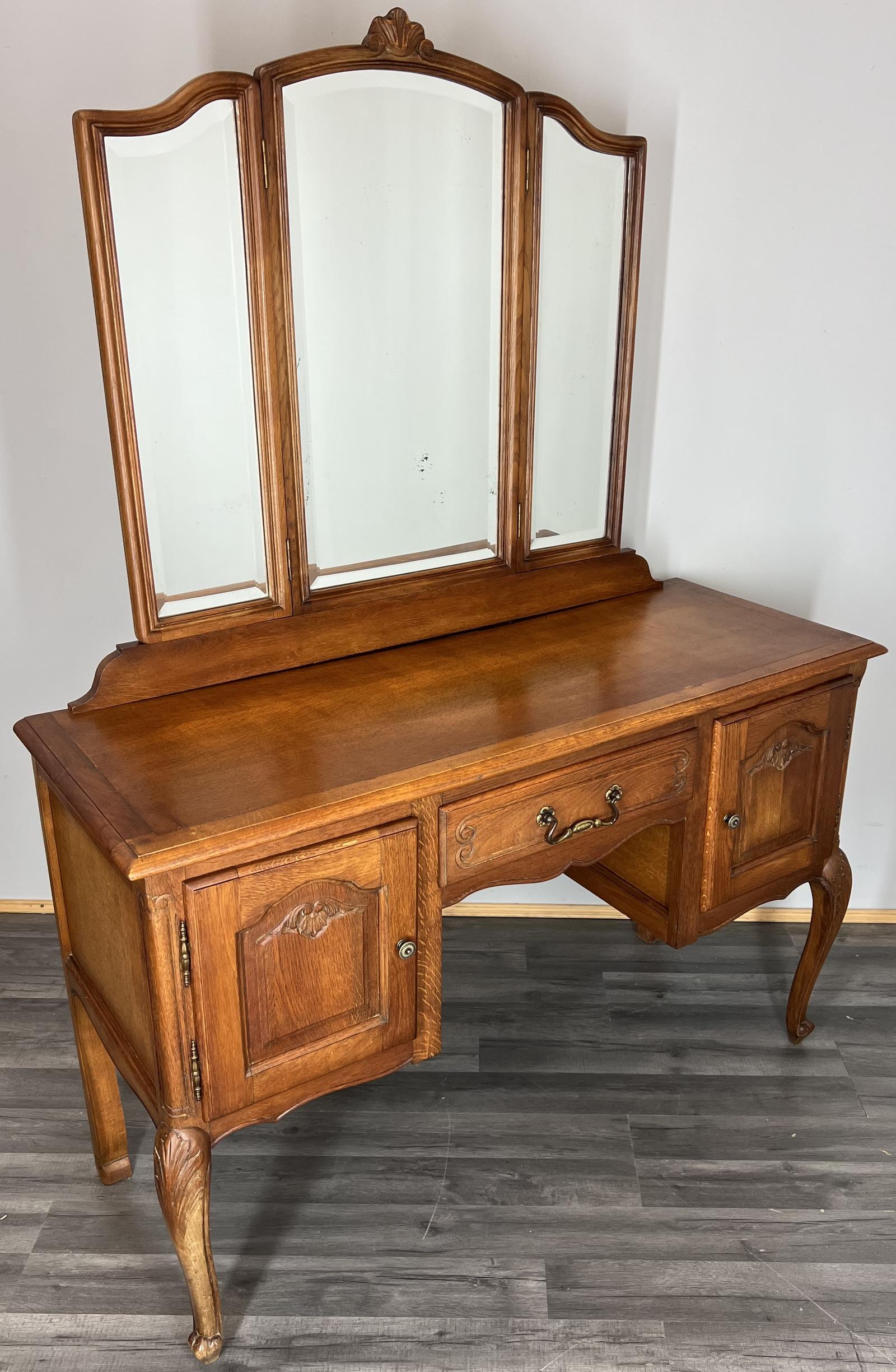 Dressing Table with Mirror Vintage French Oak Vanity Table Makeup (1 of 15) Dressing Table with Mirror Vintage French Oak Vanity Table Makeup (1 of 15)