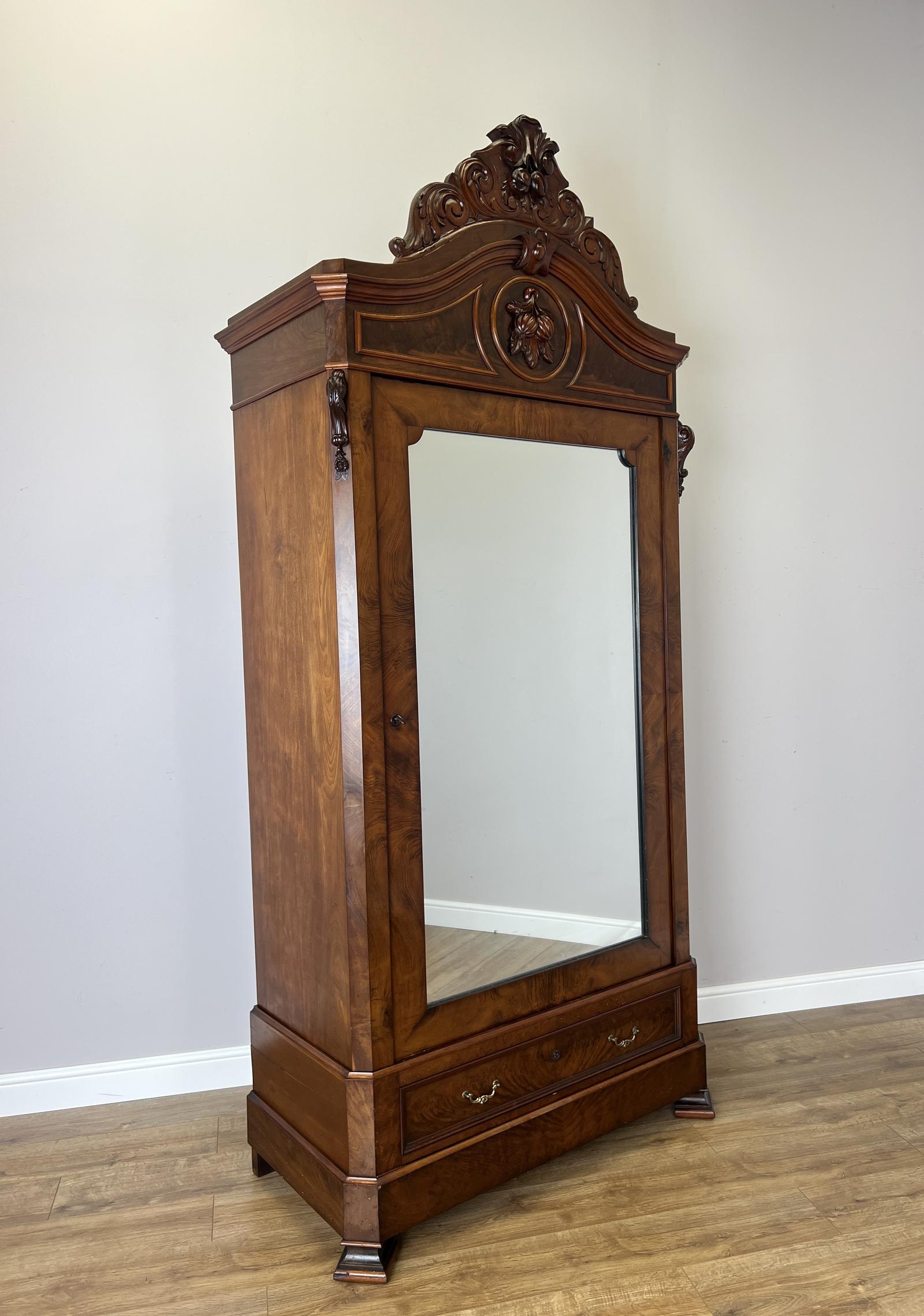Wardrobe Antique French Burr Walnut Mirrored Carved Armoire (1 of 19) Wardrobe Antique French Burr Walnut Mirrored Carved Armoire (1 of 19)
