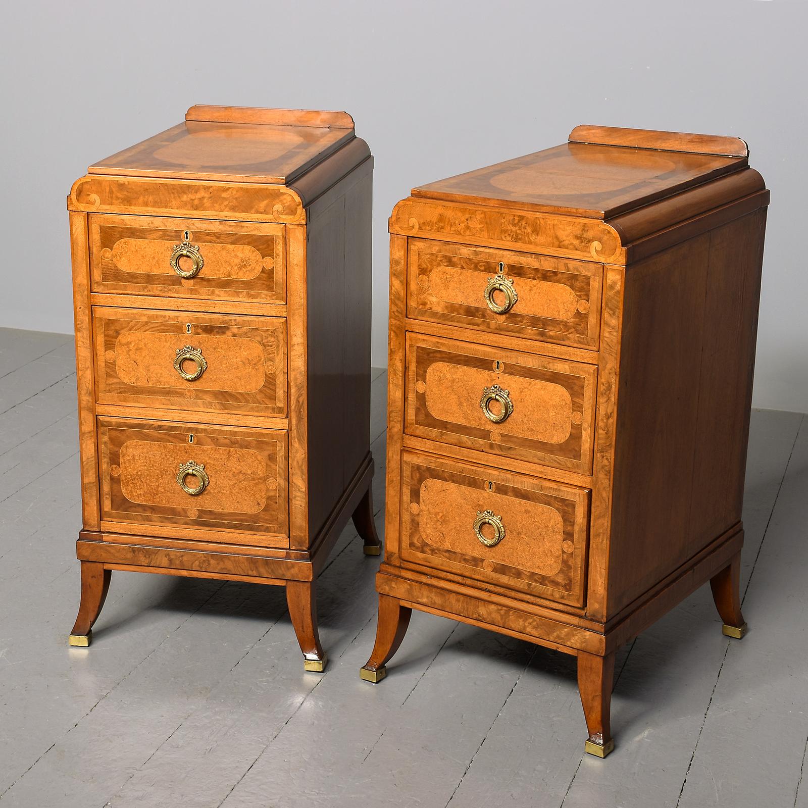 Pair of Late Victorian Pedestals / Bedside Lockers in Walnut, Burr Elm & Harewood (1 of 10) Pair of Late Victorian Pedestals / Bedside Lockers in Walnut, Burr Elm & Harewood (1 of 10)