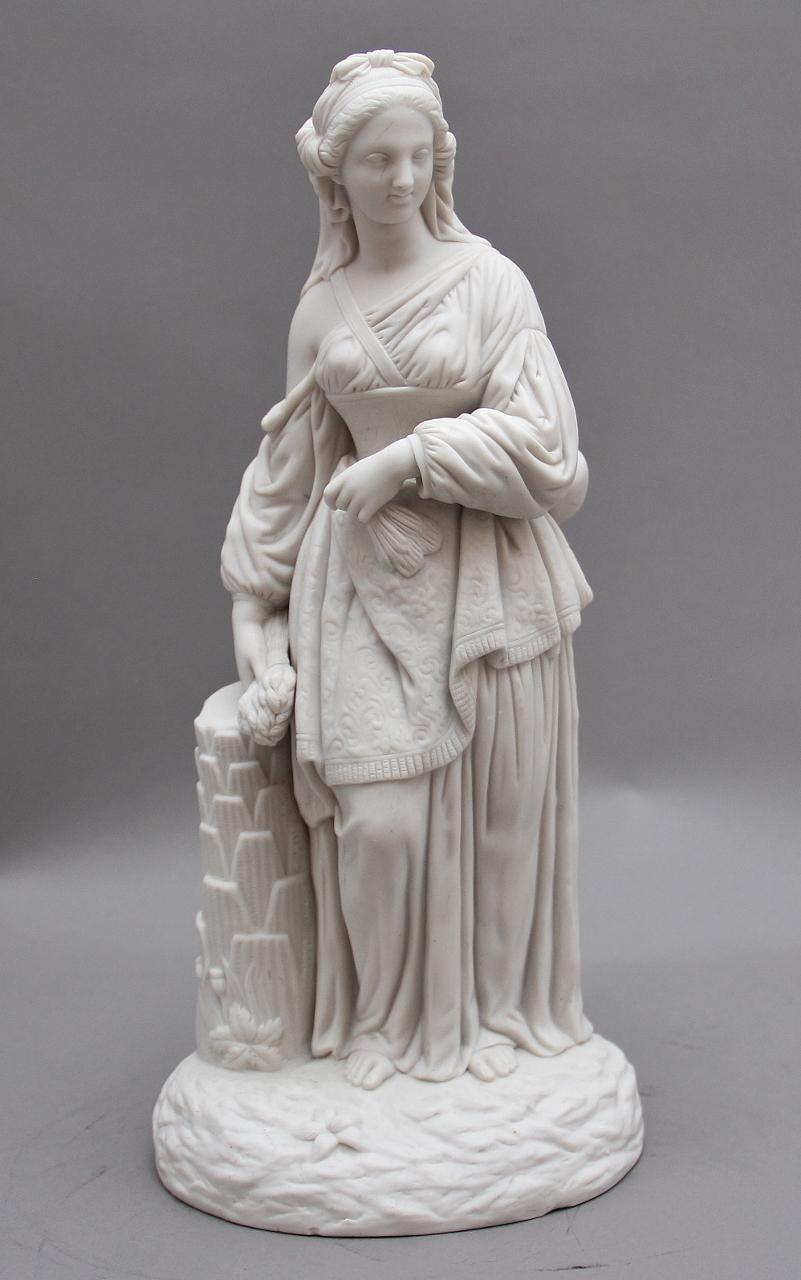 19th Century Parian Figure of a Lady Leaning on a Column (1 of 7)