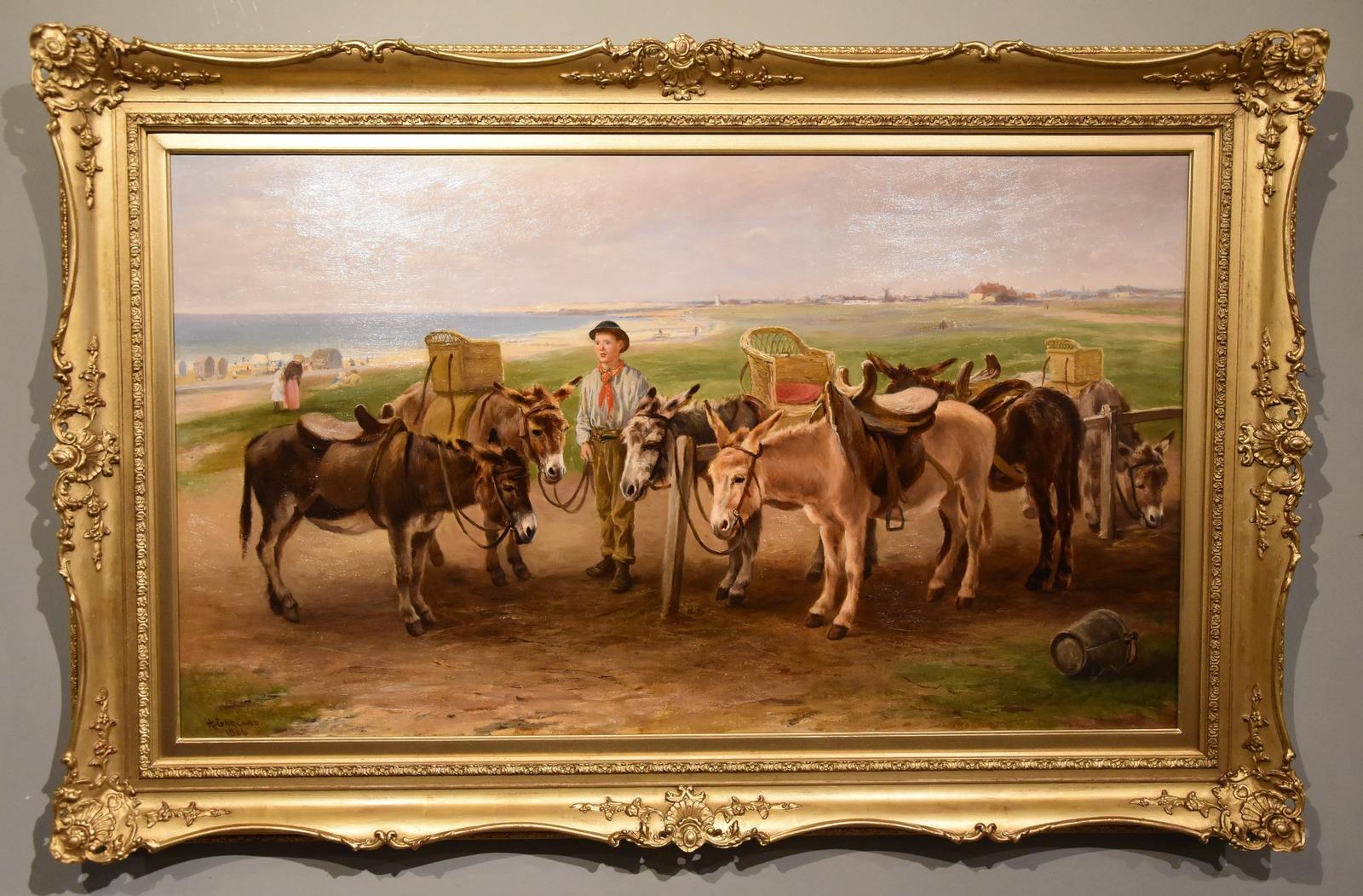 Oil Painting by Henry Garland "The Donkey Ride, Littlehampton" (1 of 7)