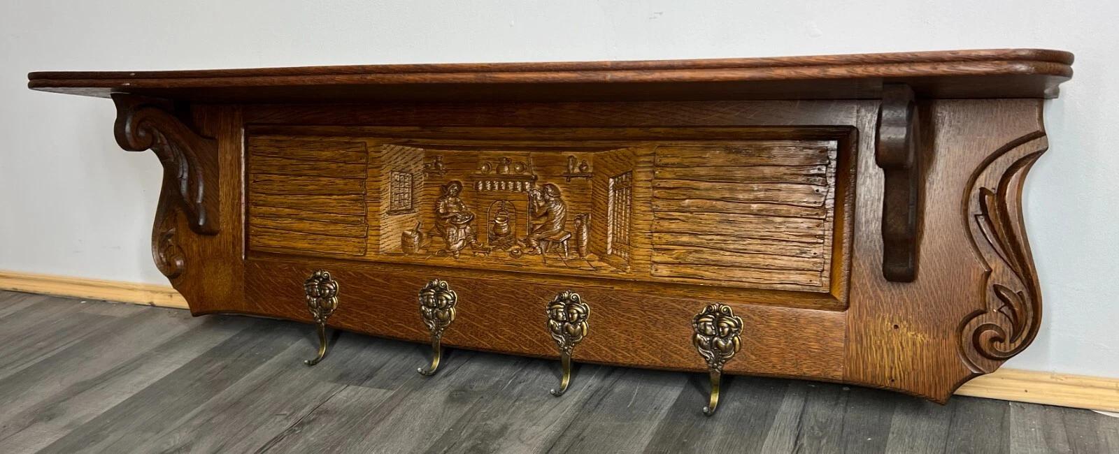 Coat Rack Antique French Carved Oak Wall Mounted 4 Hook Rack Hanger (1 of 9) Coat Rack Antique French Carved Oak Wall Mounted 4 Hook Rack Hanger (1 of 9)