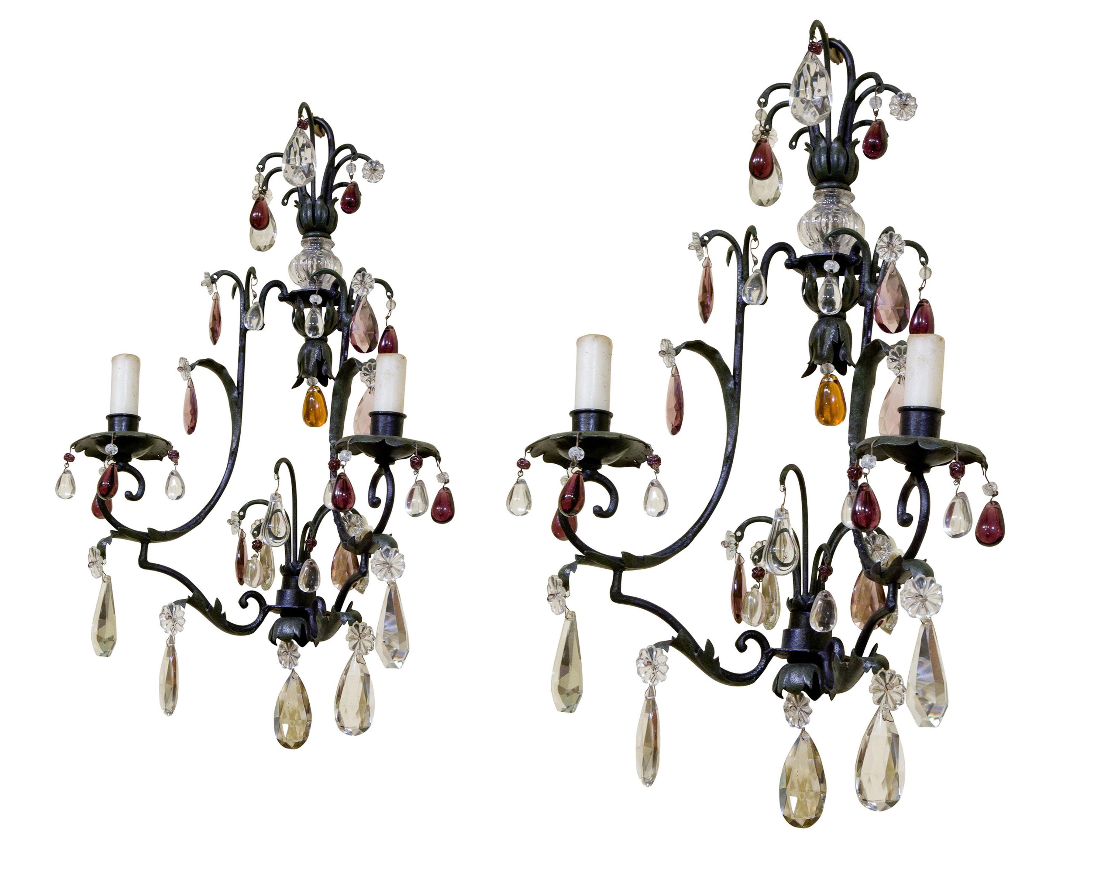 Pair of Italian Wrought Iron Wall Lustres C1900 (1 of 1)