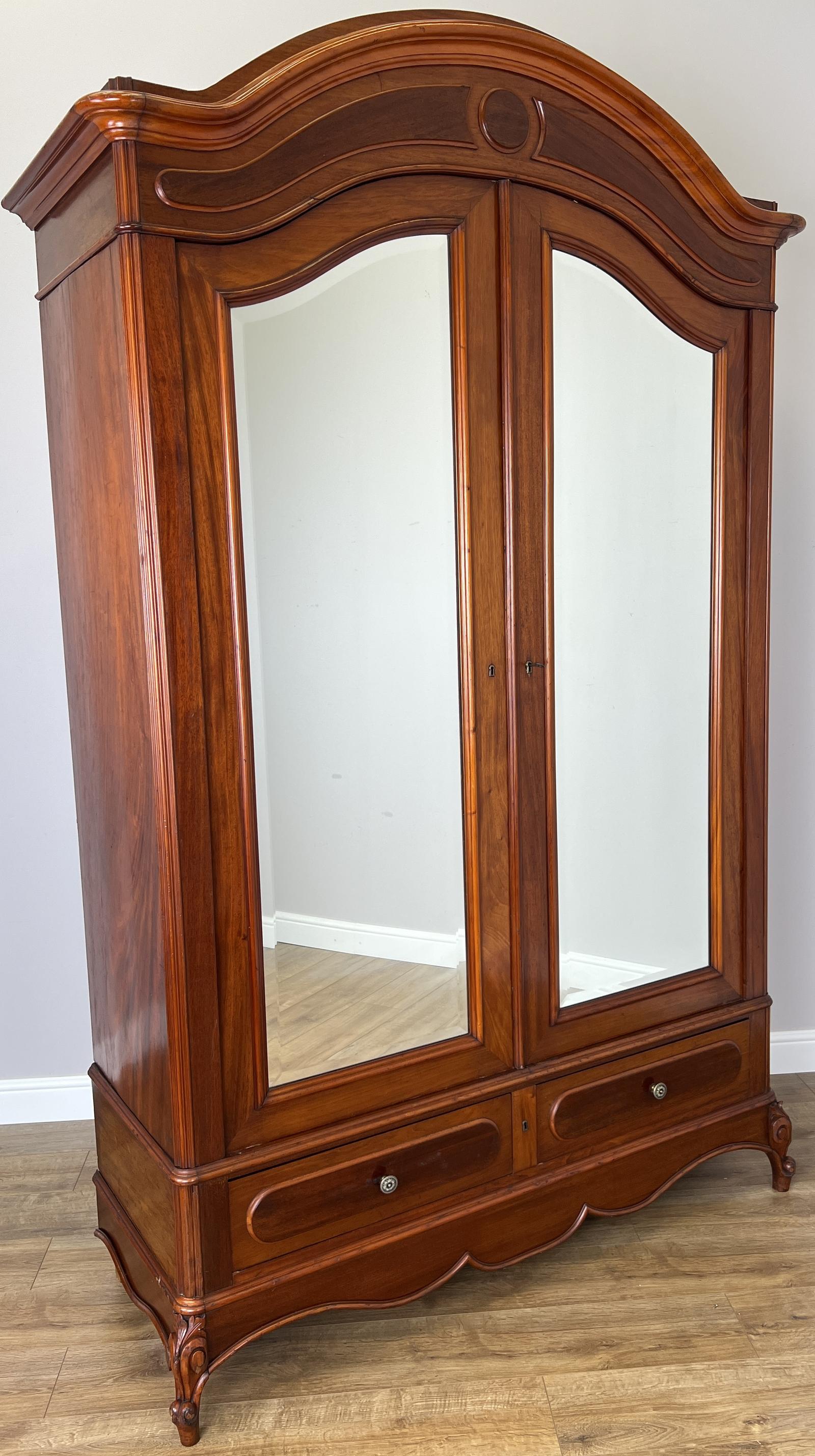 Wardrobe Antique French Two Door Mahogany Mirrored Carved Armoire (1 of 17) Wardrobe Antique French Two Door Mahogany Mirrored Carved Armoire (1 of 17)
