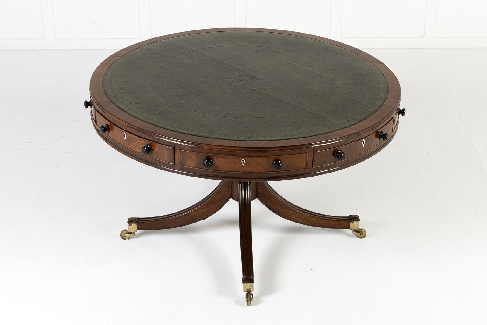 Large 19th Century English Mahogany Drum Table (1 of 6) Large 19th Century English Mahogany Drum Table (1 of 6)