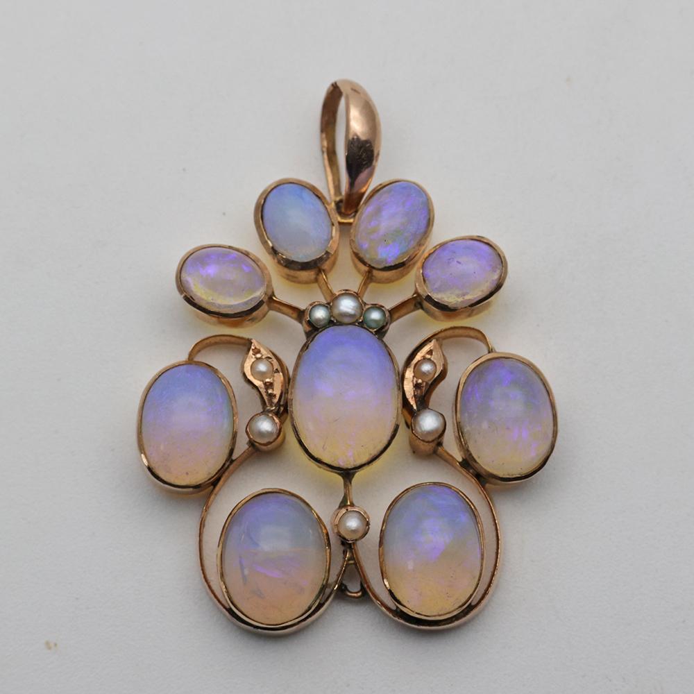 Early 20th Century Gold, Opal and Pearl Pendant (1 of 2)