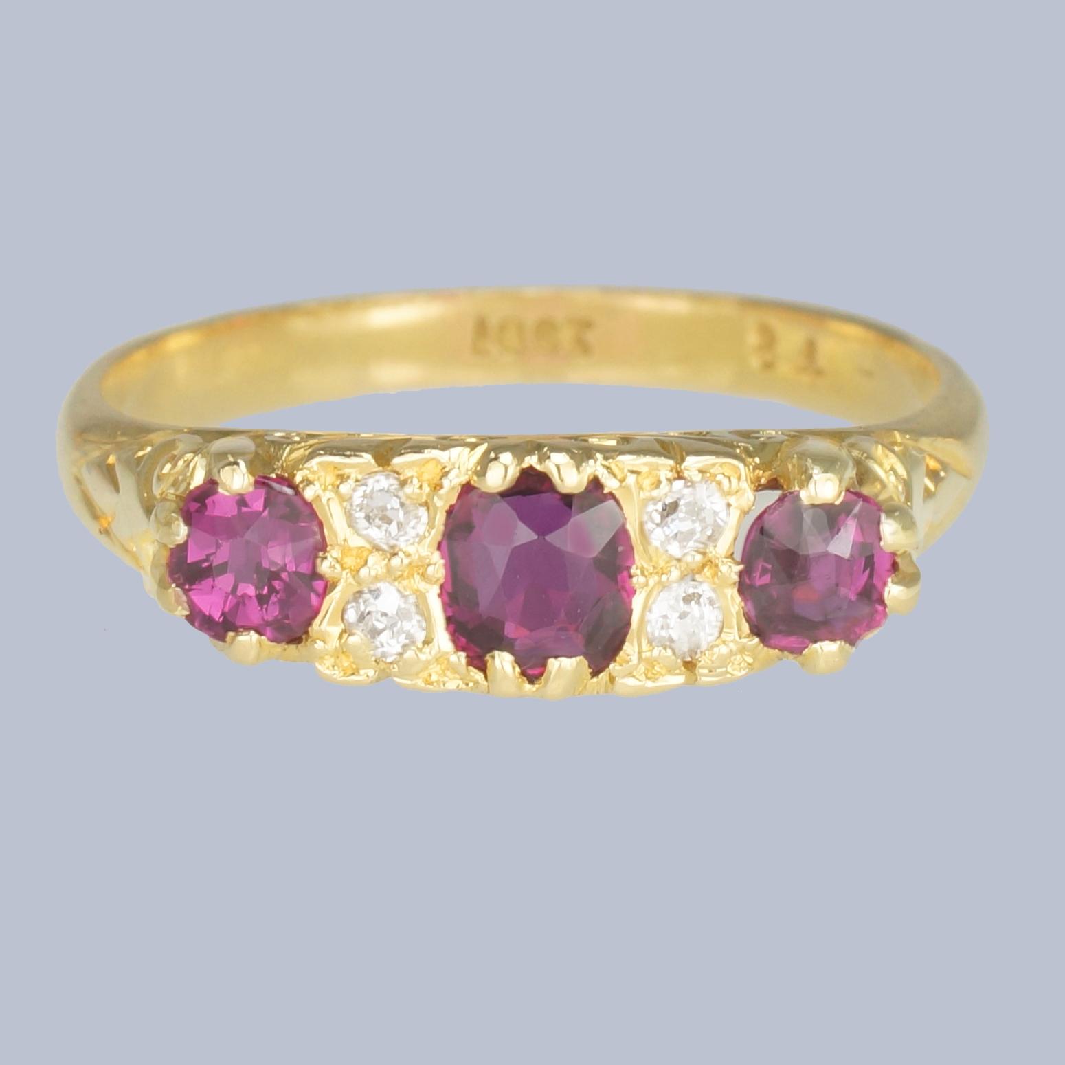 Victorian 18ct Gold Ruby & Old Cut Diamond Trilogy Ring Circa 1890 (1 of 7) Victorian 18ct Gold Ruby & Old Cut Diamond Trilogy Ring Circa 1890 (1 of 7)