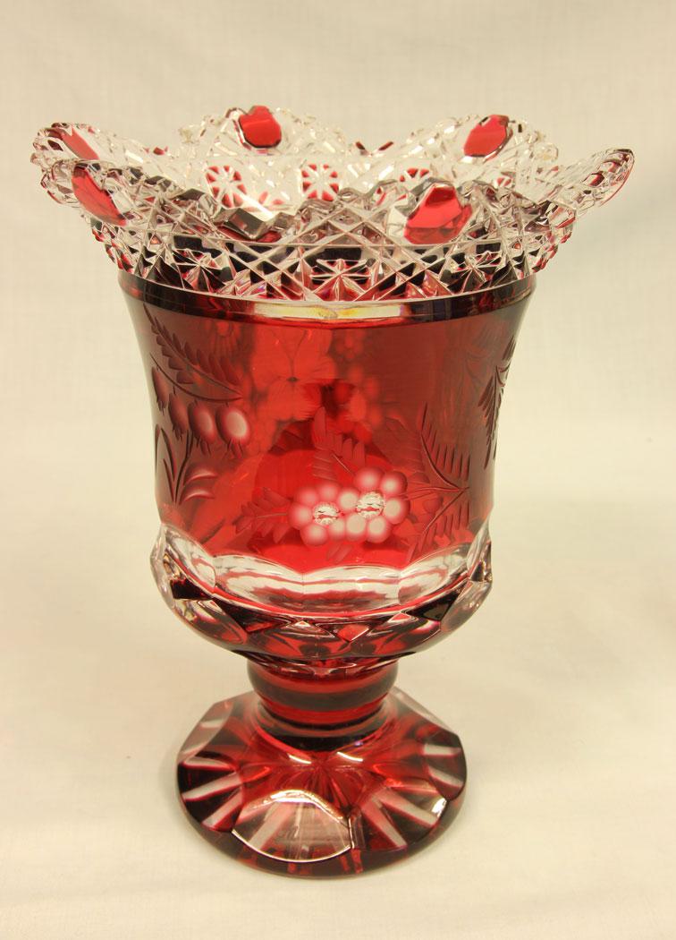 Lovely Heavy Ruby Cut Glass Vase (1 of 4)