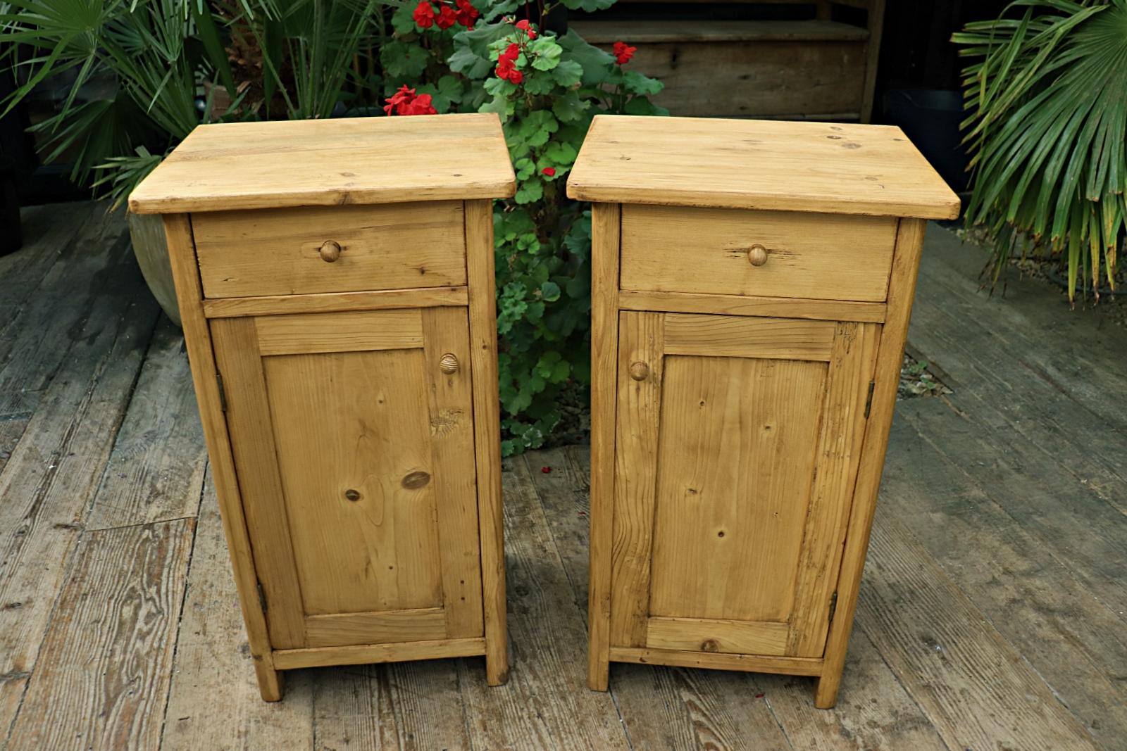 Original Pair Old Pine Bedside Cabinets/ Cupboards/ Lamp Table (1 of 7) Original Pair Old Pine Bedside Cabinets/ Cupboards/ Lamp Table (1 of 7)