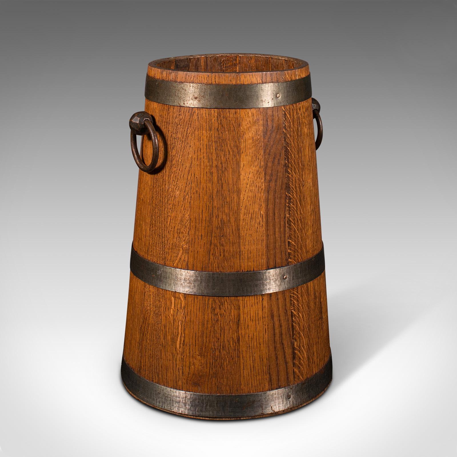 Antique Coppered Stick Stand, English, Oak, Hallway, Umbrella Rest, Edwardian (1 of 10)