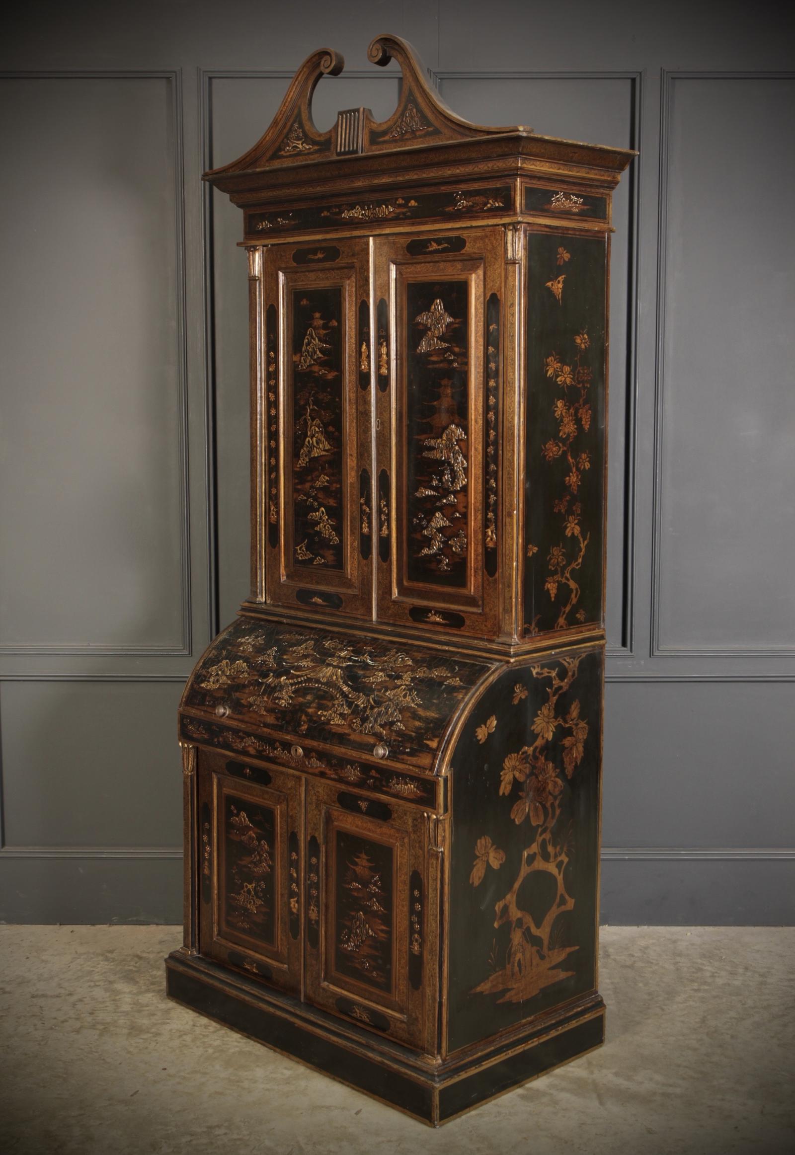 Early 19th Century Black Lacquered Chinoiserie Bureau Bookcase (1 of 13) Early 19th Century Black Lacquered Chinoiserie Bureau Bookcase (1 of 13)