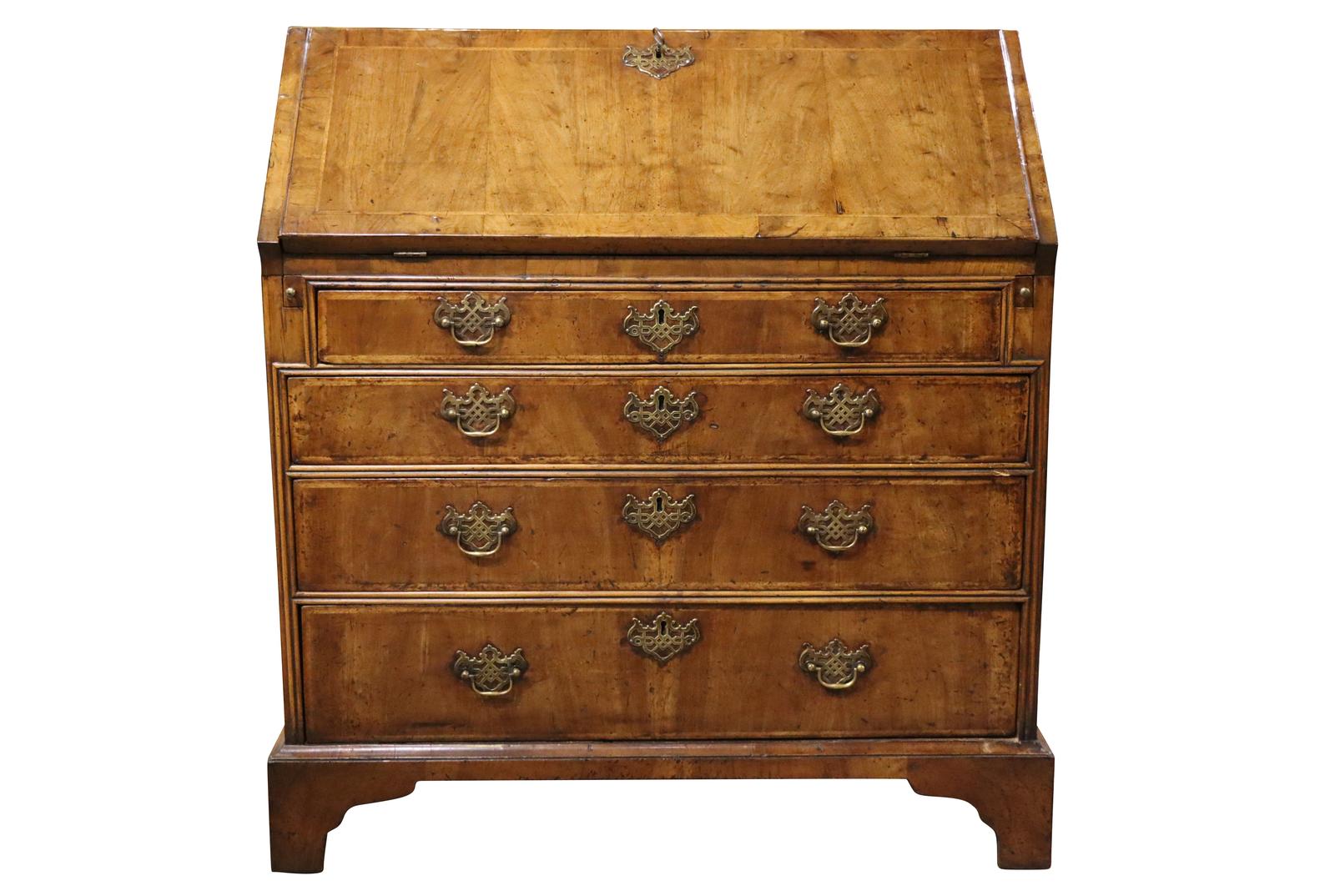 George II Walnut Veneer Bureau (1 of 9)