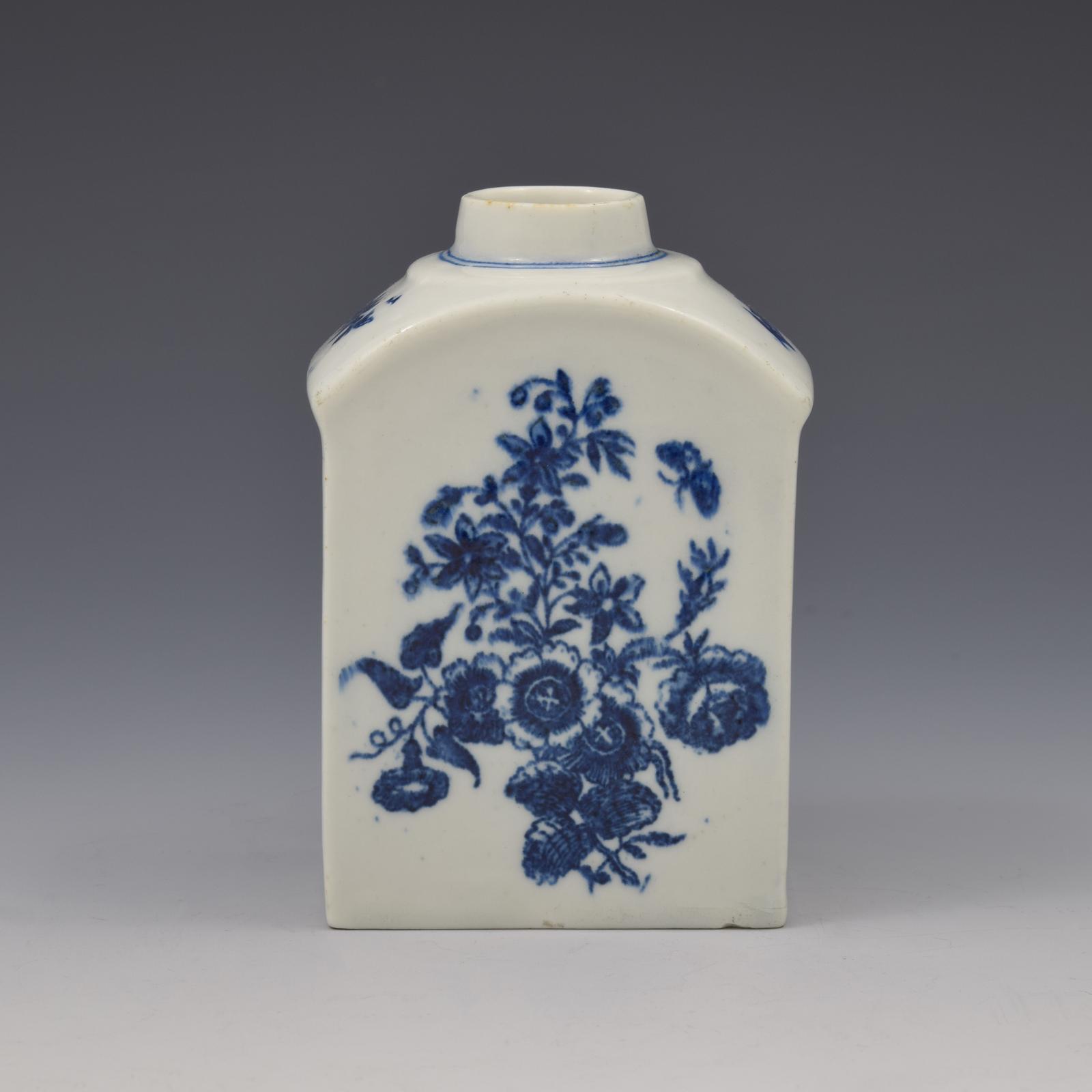 Lowestoft Porcelain Rectangular Tea Canister / Caddy Three Flowers c.1770-1775 (1 of 12)