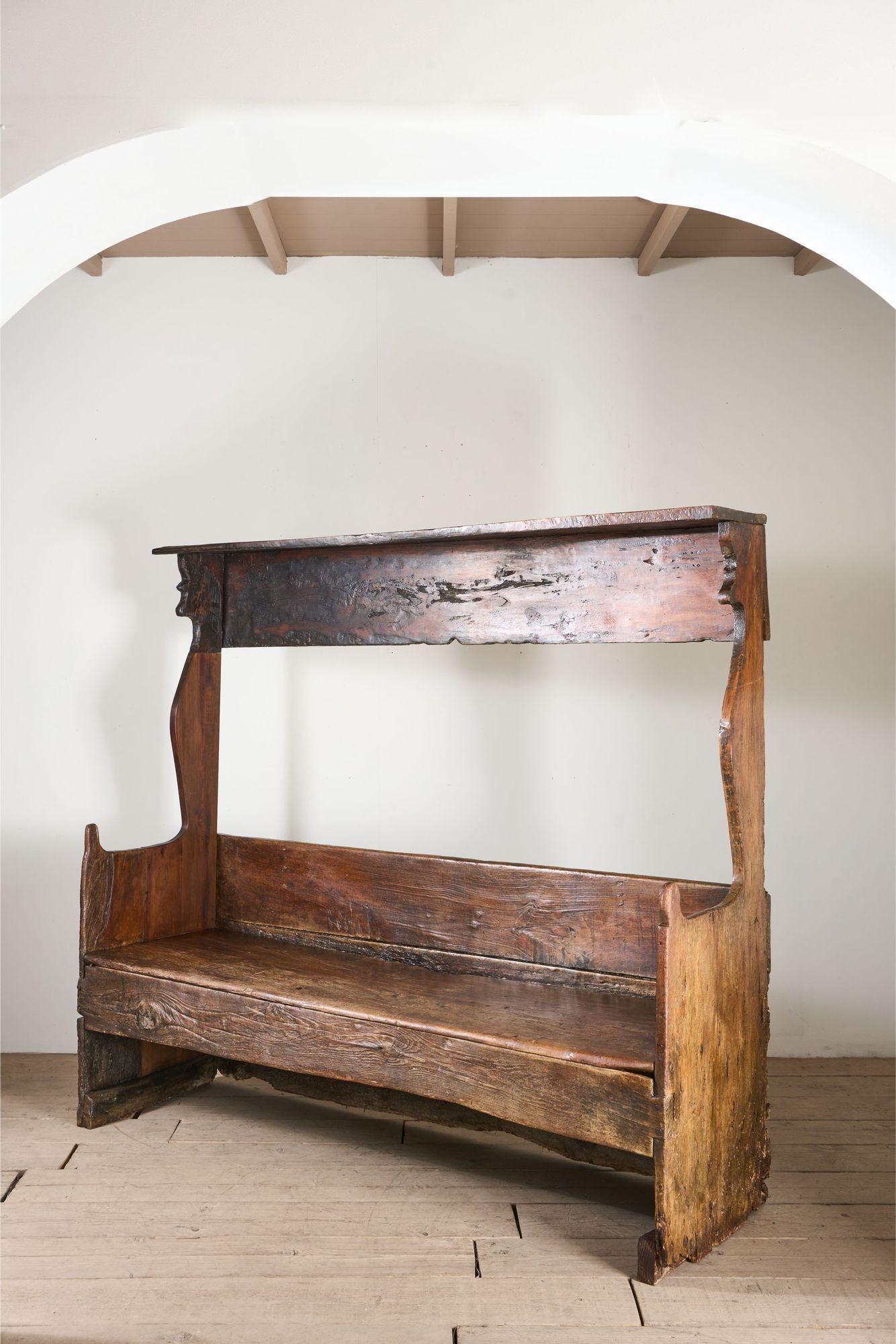 18th Century Folk Art Canopied Spanish Settle (1 of 15) 18th Century Folk Art Canopied Spanish Settle (1 of 15)