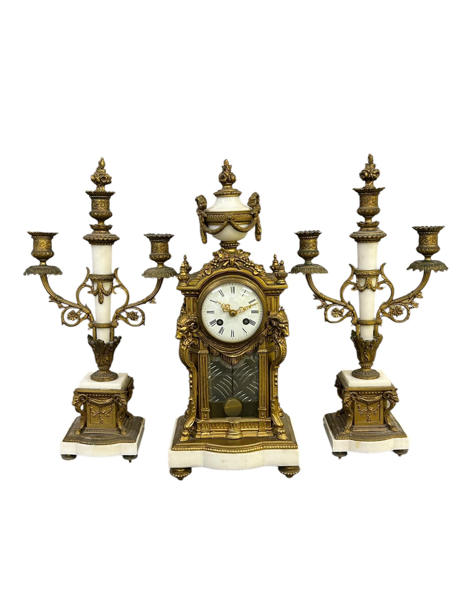 Stunning French Ormolu & Marble Candelabra Mantel Clock Set ca.1860 (1 of 16)