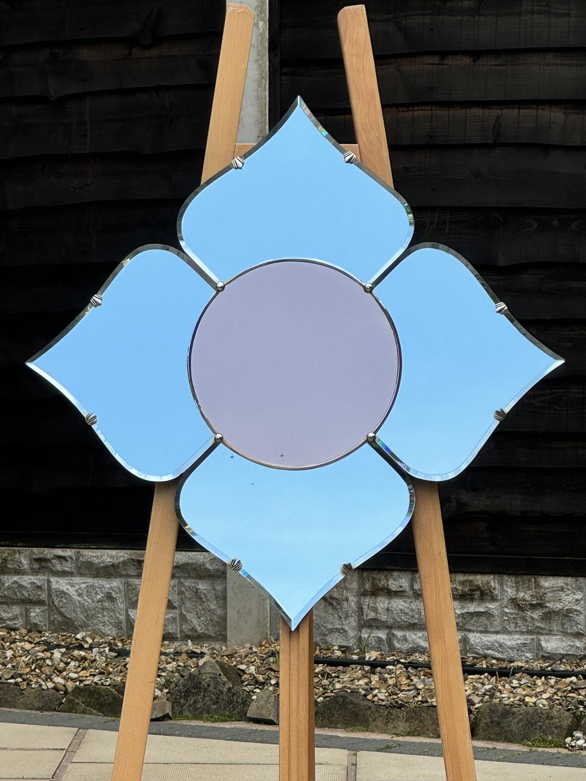 Stunning Art Deco Silver Petal Mirror (1 of 4)