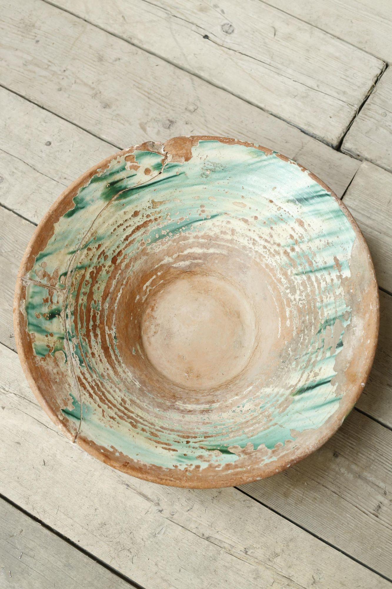 20th Century Heavily Worn Green Glazed Pancheon (1 of 7) 20th Century Heavily Worn Green Glazed Pancheon (1 of 7)