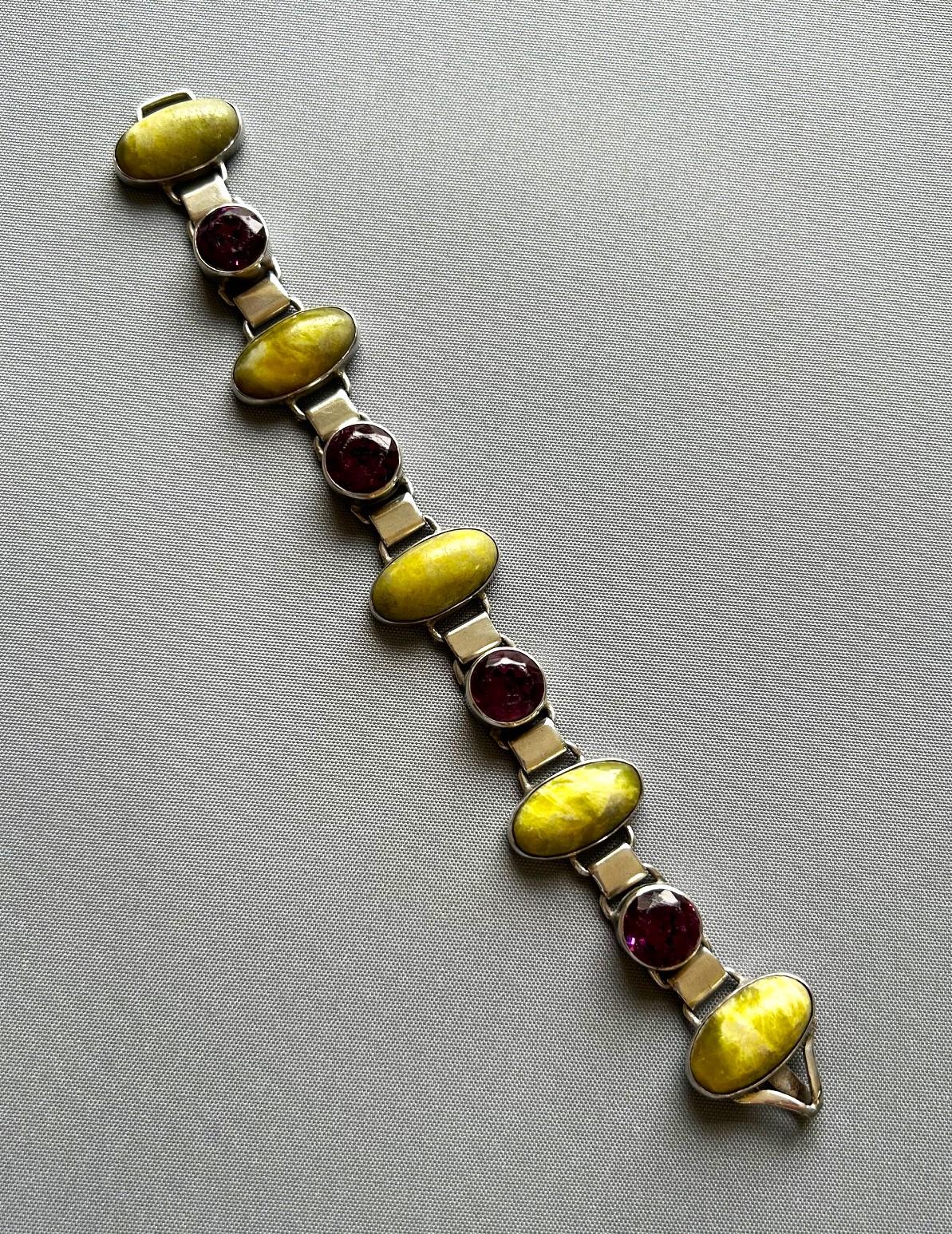 Irish Silver, Connemara Marble & Amethyst Bracelet (1 of 6)