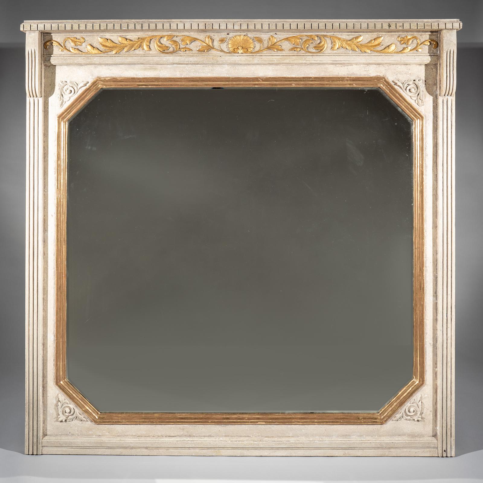 Large 19th Century Victorian Painted And Parcel -gilt Overmantle Mirror (1 of 7) Large 19th Century Victorian Painted And Parcel -gilt Overmantle Mirror (1 of 7)