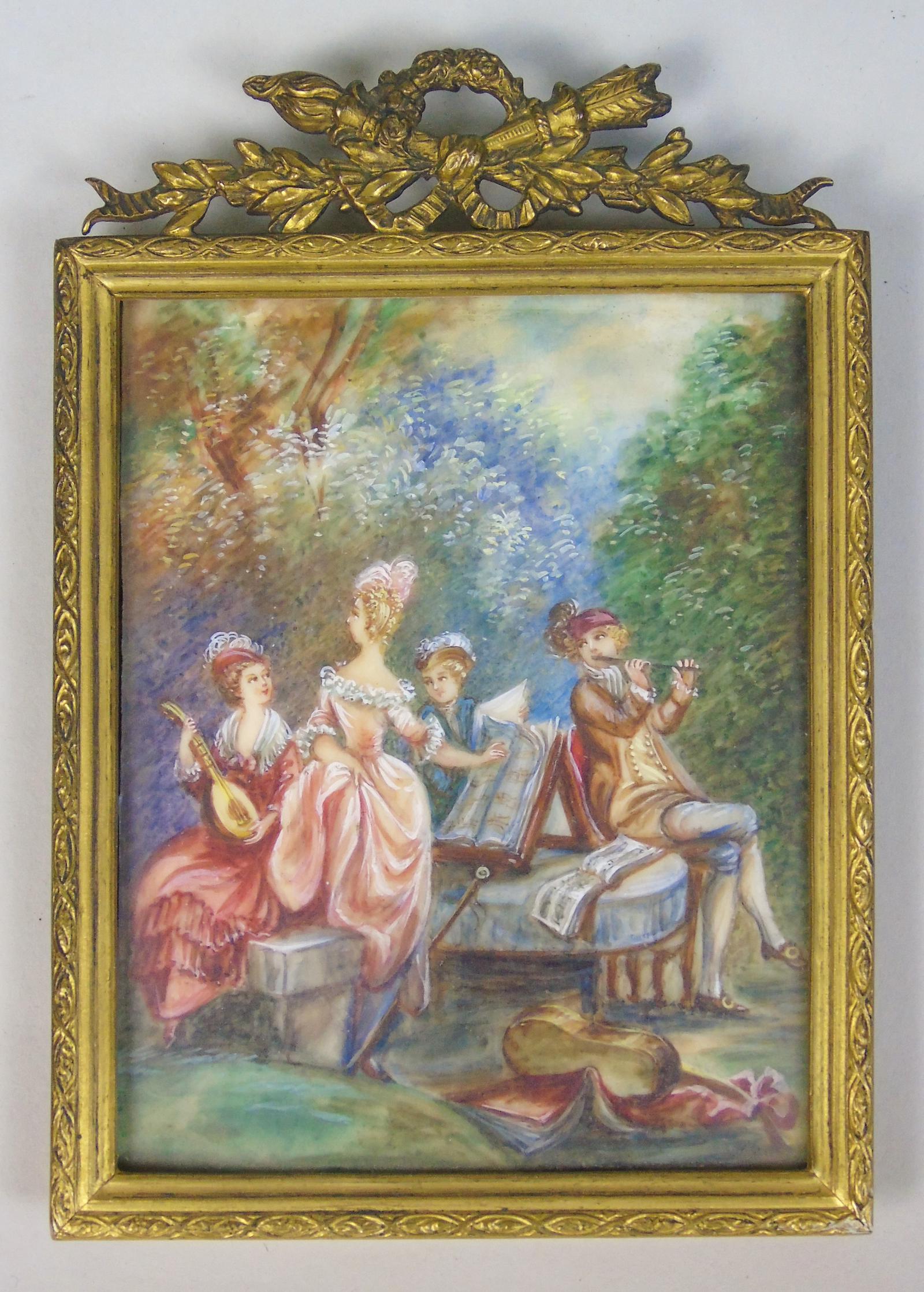 Beautiful Miniature Painting after Boucher Musicians in a Woodland (1 of 7)