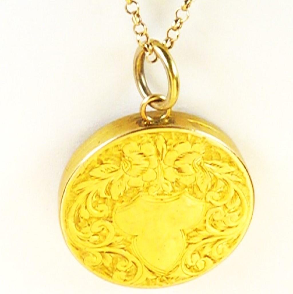 Antique Yellow Gold Locket on 18 Inch Chain (1 of 10)