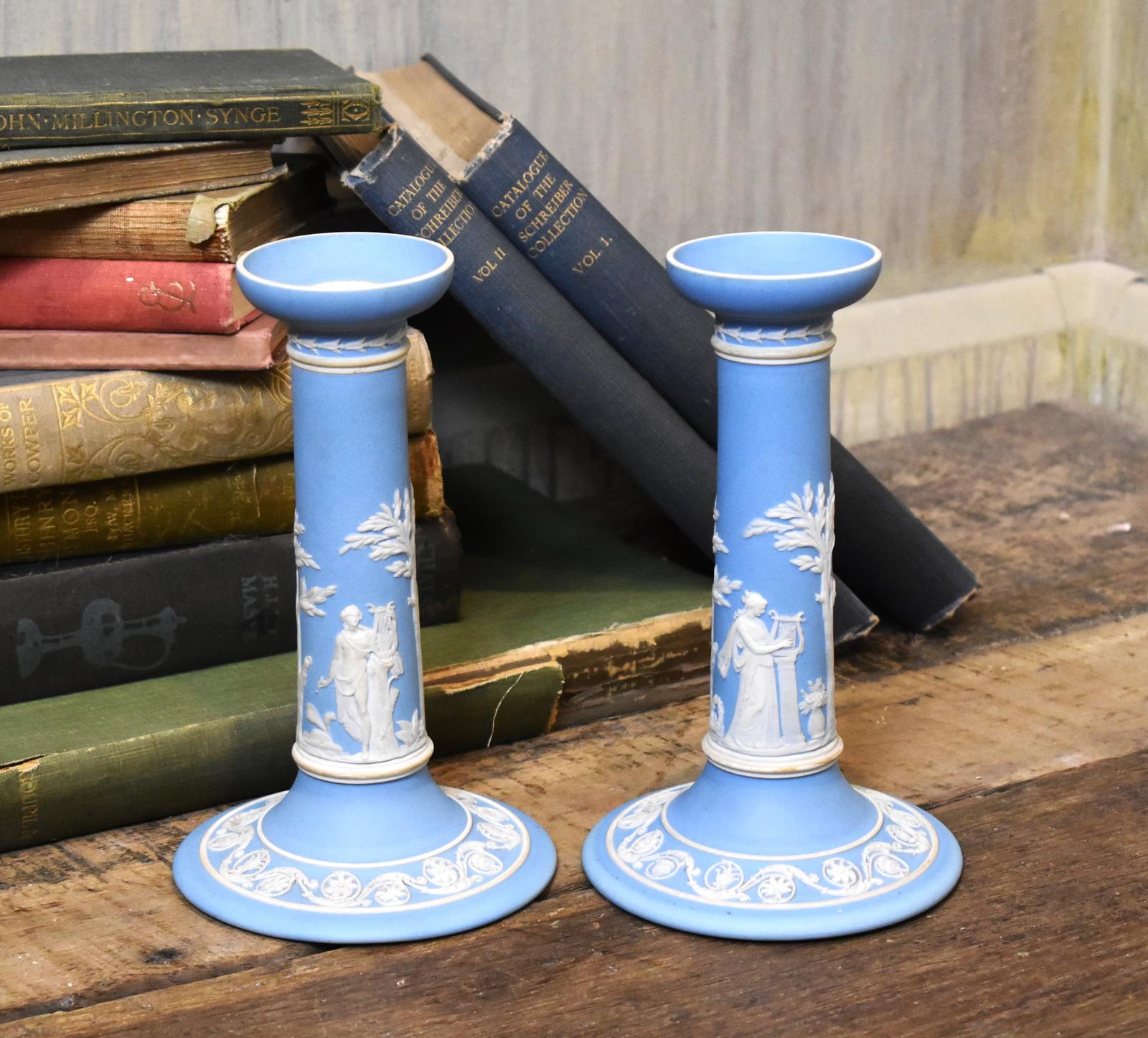Pair of Wedgwood Jasperware Candlesticks (1 of 8)