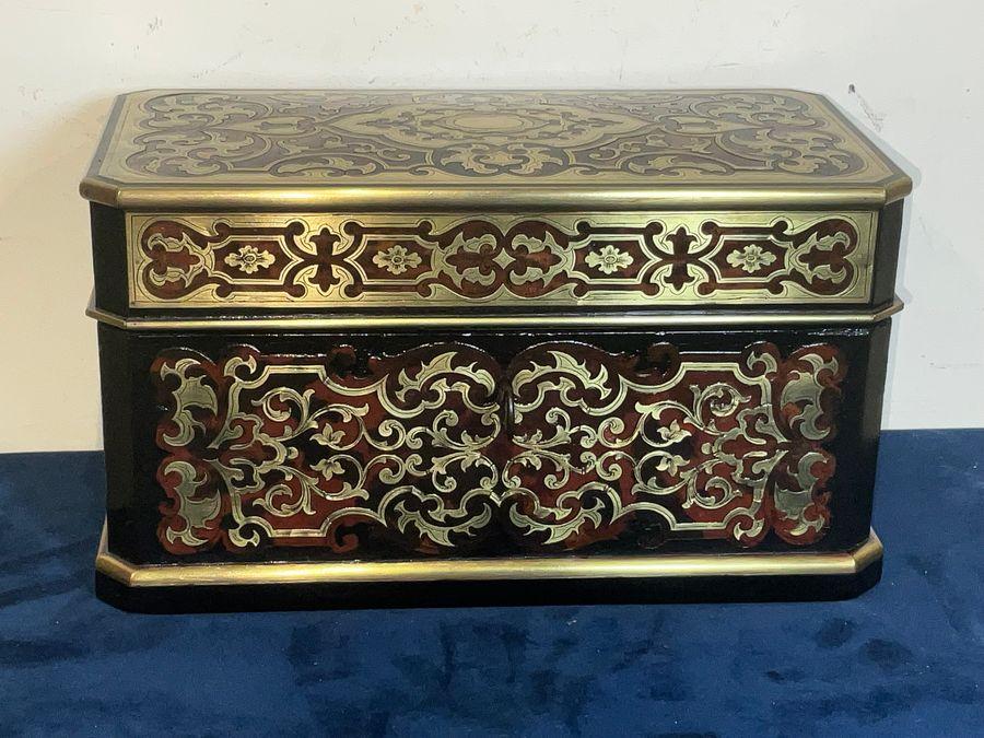Antique French Boulle Tea Caddy Box - Key - Inner Cannisters - Sugar Dish 1820c (1 of 16)