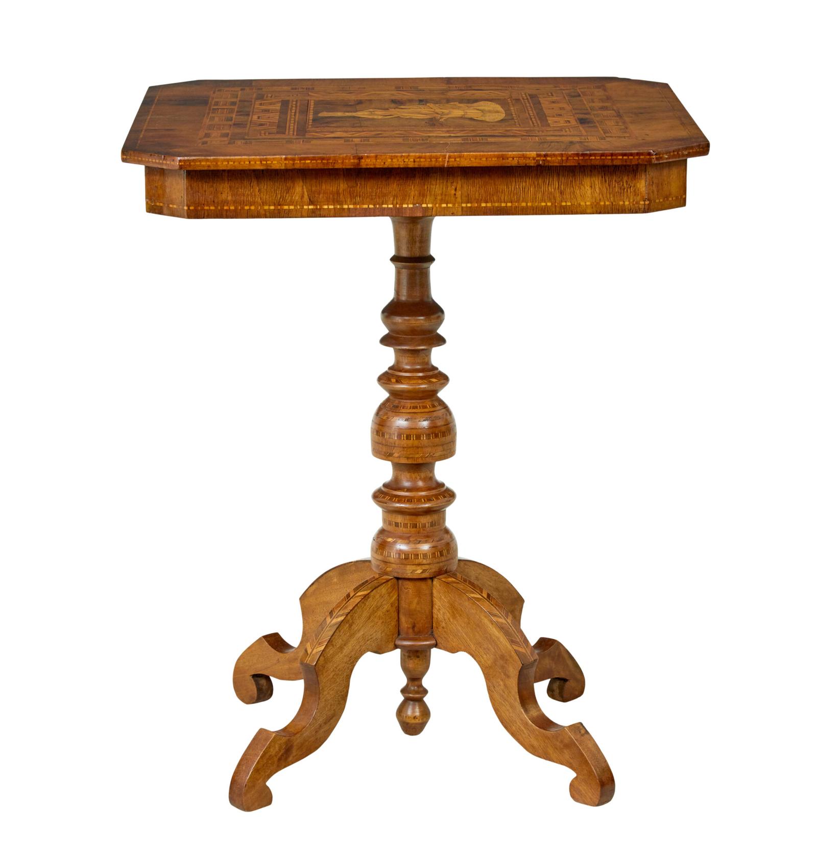 19th Century Italian Inlaid Walnut Sorrento Table (1 of 8)