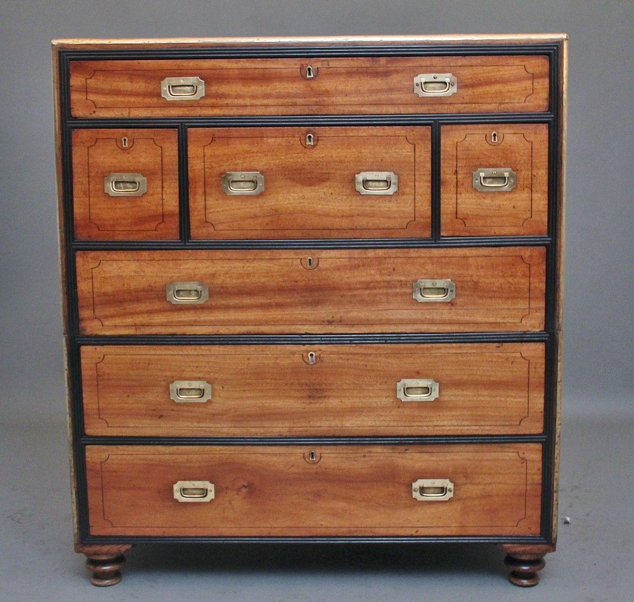 19th Century Camphor Wood Secretaire Military Chest (1 of 13)