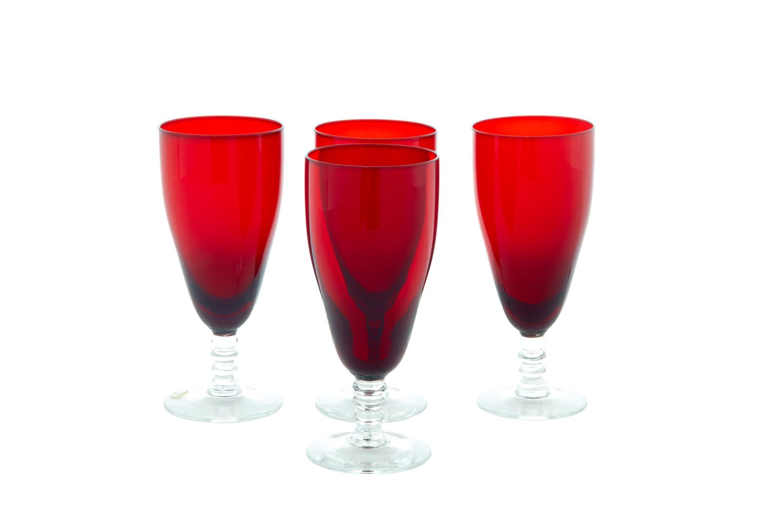Set of 4 1950’s Scandinavian Red Wine Glasses by Monica Bratt (1 of 5)