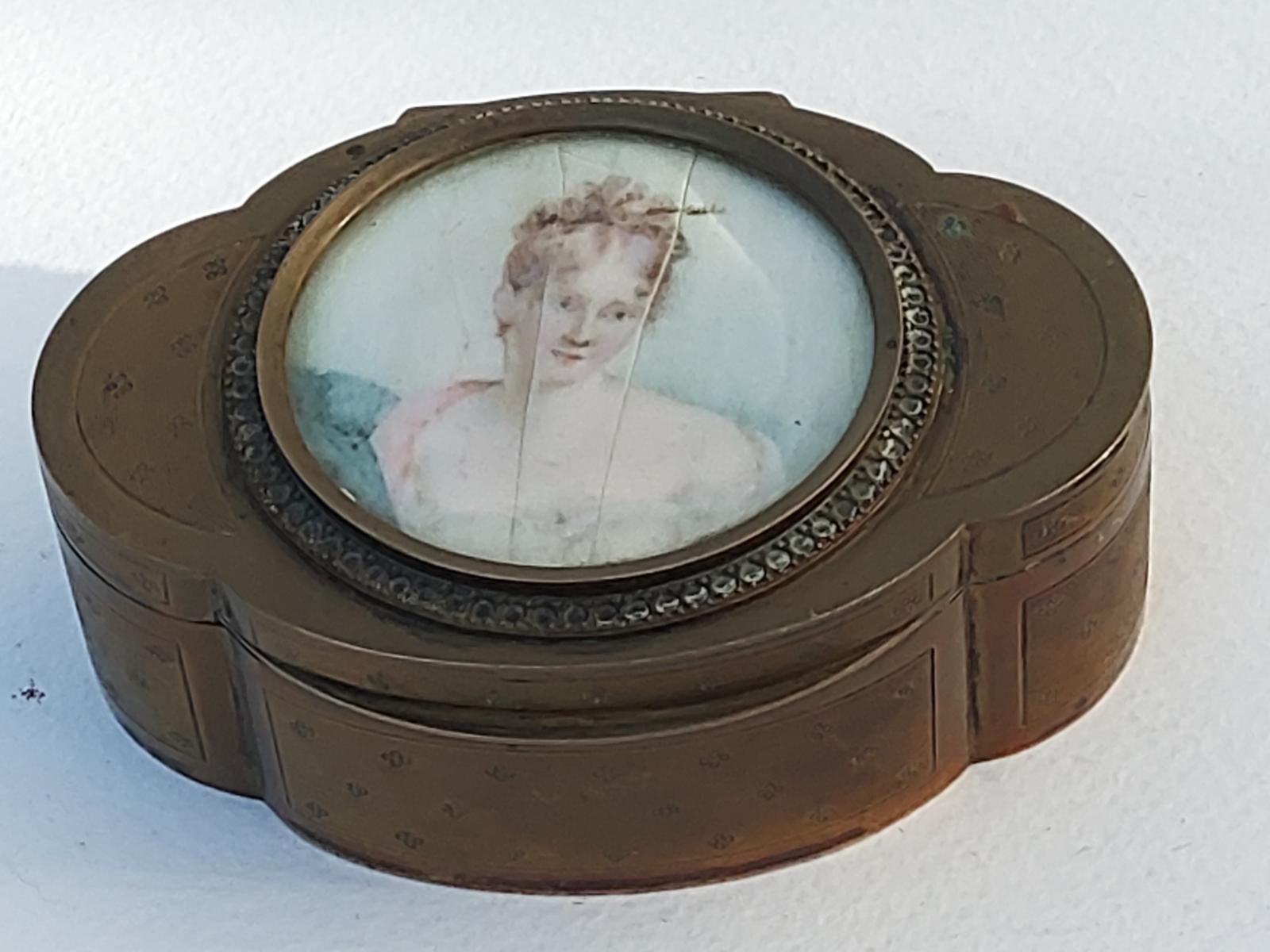 Gilt Brass Trinket Box with Mounted Portrait Miniture (1 of 7)