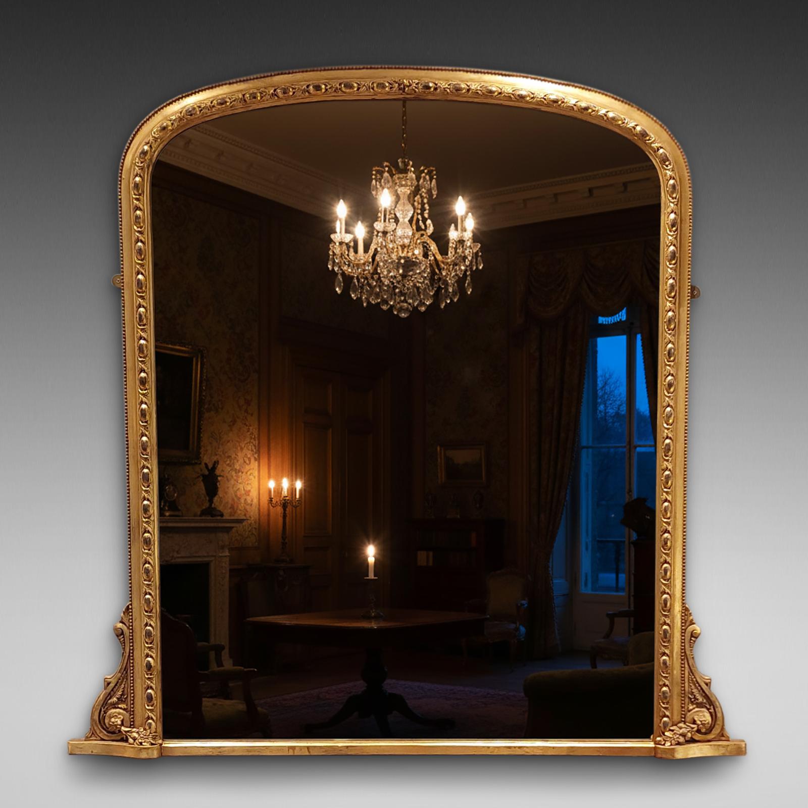 Victorian Giltwood & Gesso Overmantle Wall Mirror (1 of 8)