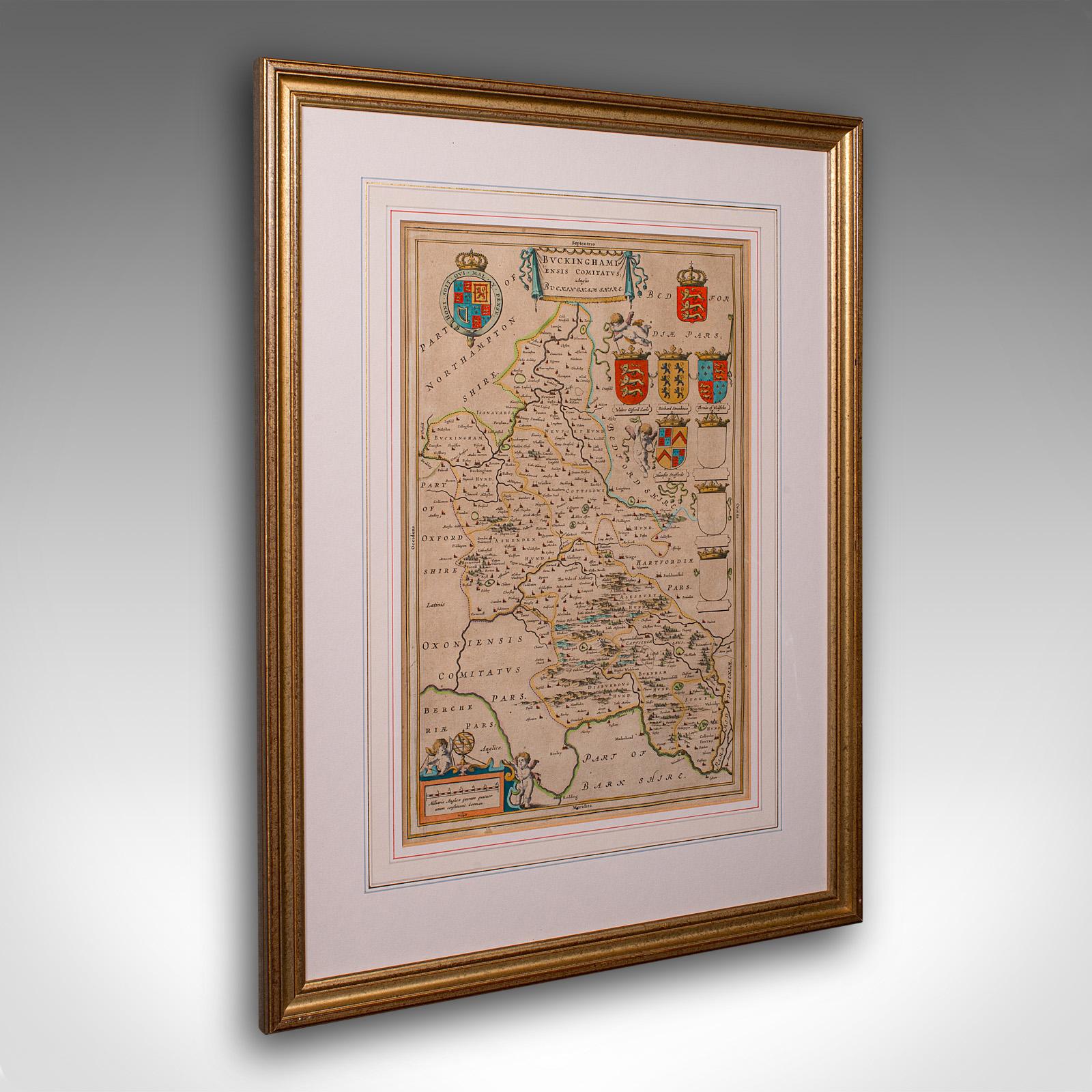 Antique Buckinghamshire Map, English, Framed 17th Century County Cartography (1 of 12)