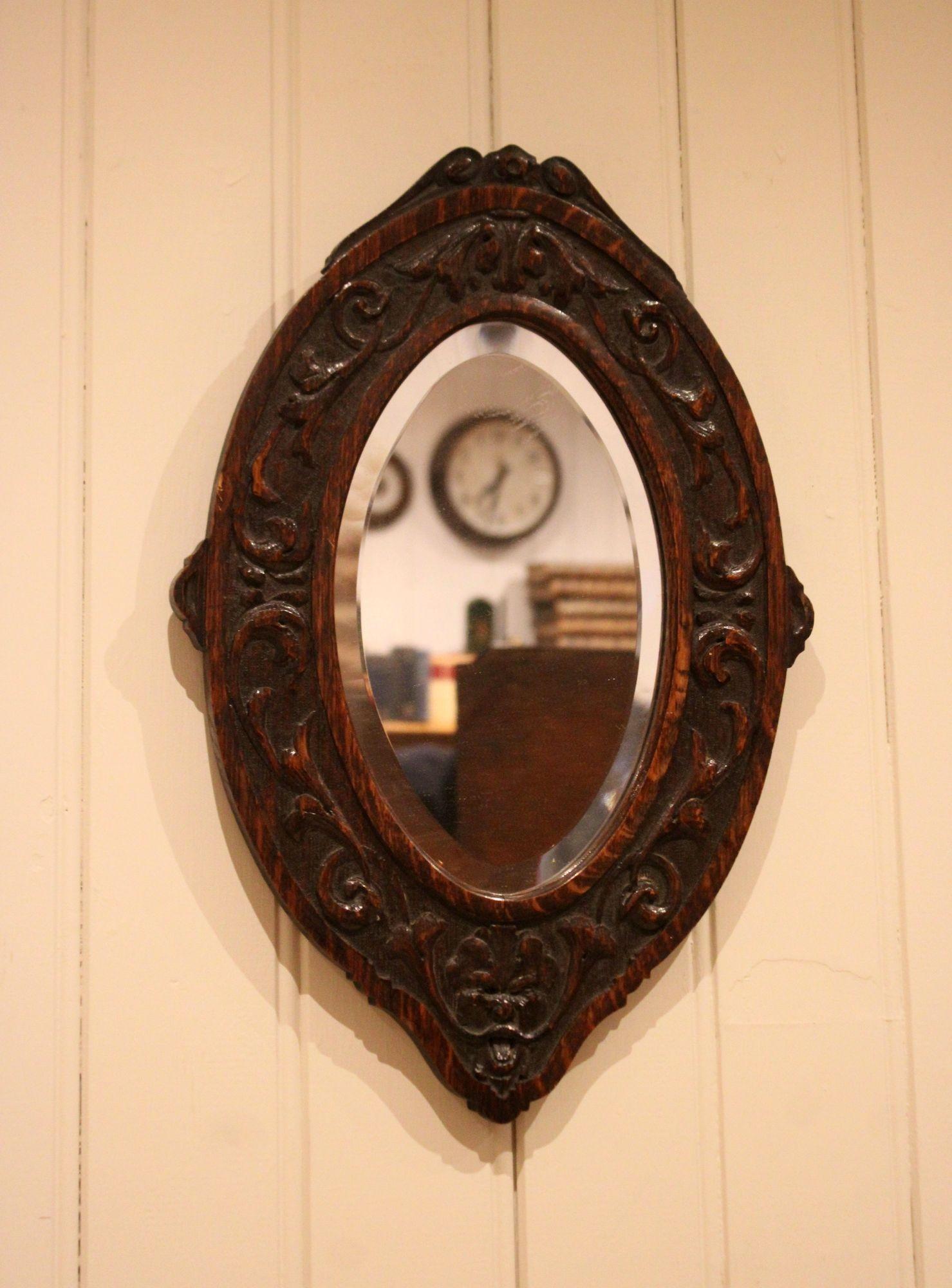 Small Carved Oak Wall Mirror (1 of 9) Small Carved Oak Wall Mirror (1 of 9)