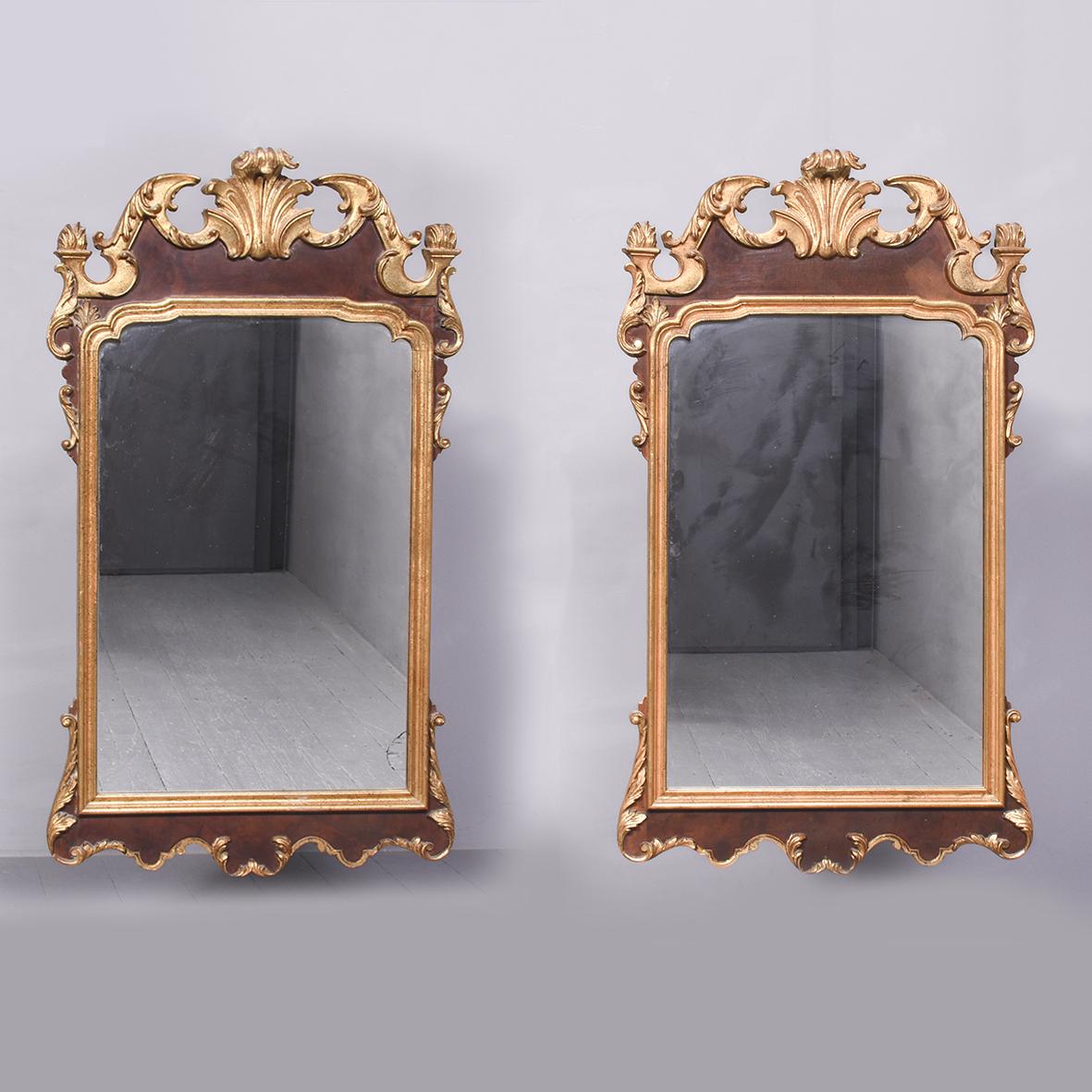 Pair of George II Style Walnut & Gilded Mirrors (1 of 10)