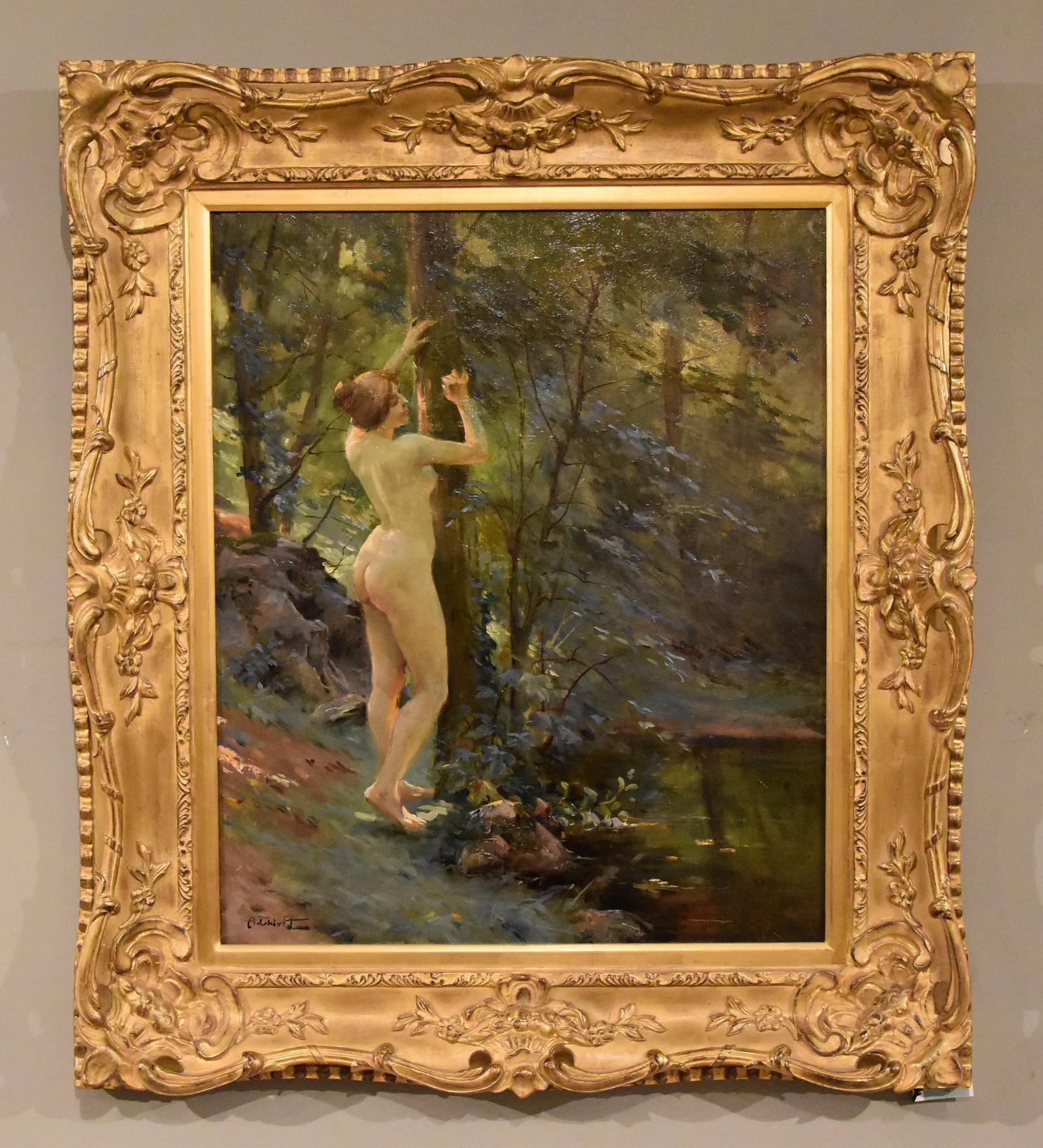 Oil Painting by Antoine Auguste Thivet "Avant La Bain" (1 of 6) Oil Painting by Antoine Auguste Thivet "Avant La Bain" (1 of 6)
