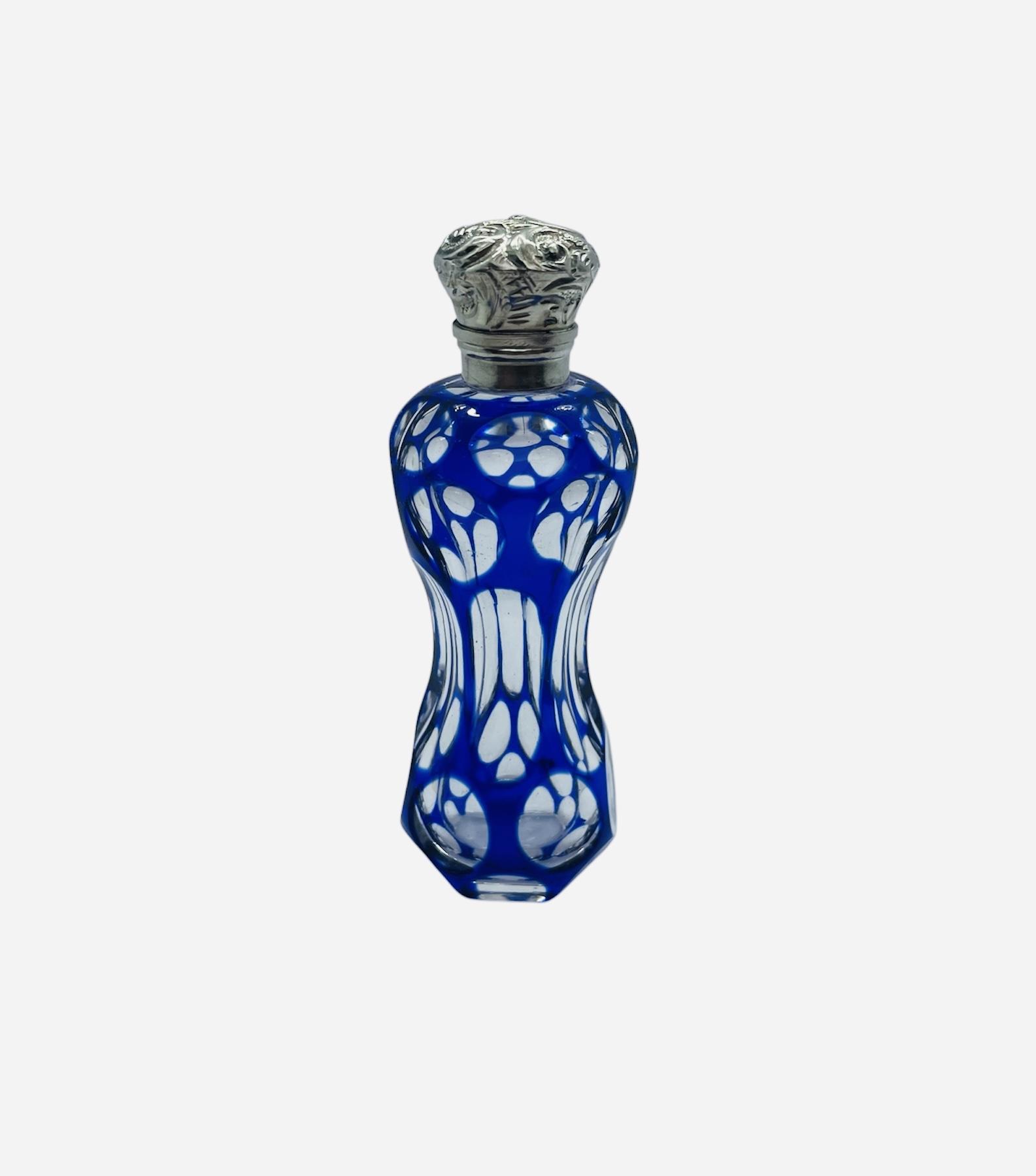 Antique Victorian Silver Blue Overlay Scent Perfume Bottle (1 of 10) Antique Victorian Silver Blue Overlay Scent Perfume Bottle (1 of 10)