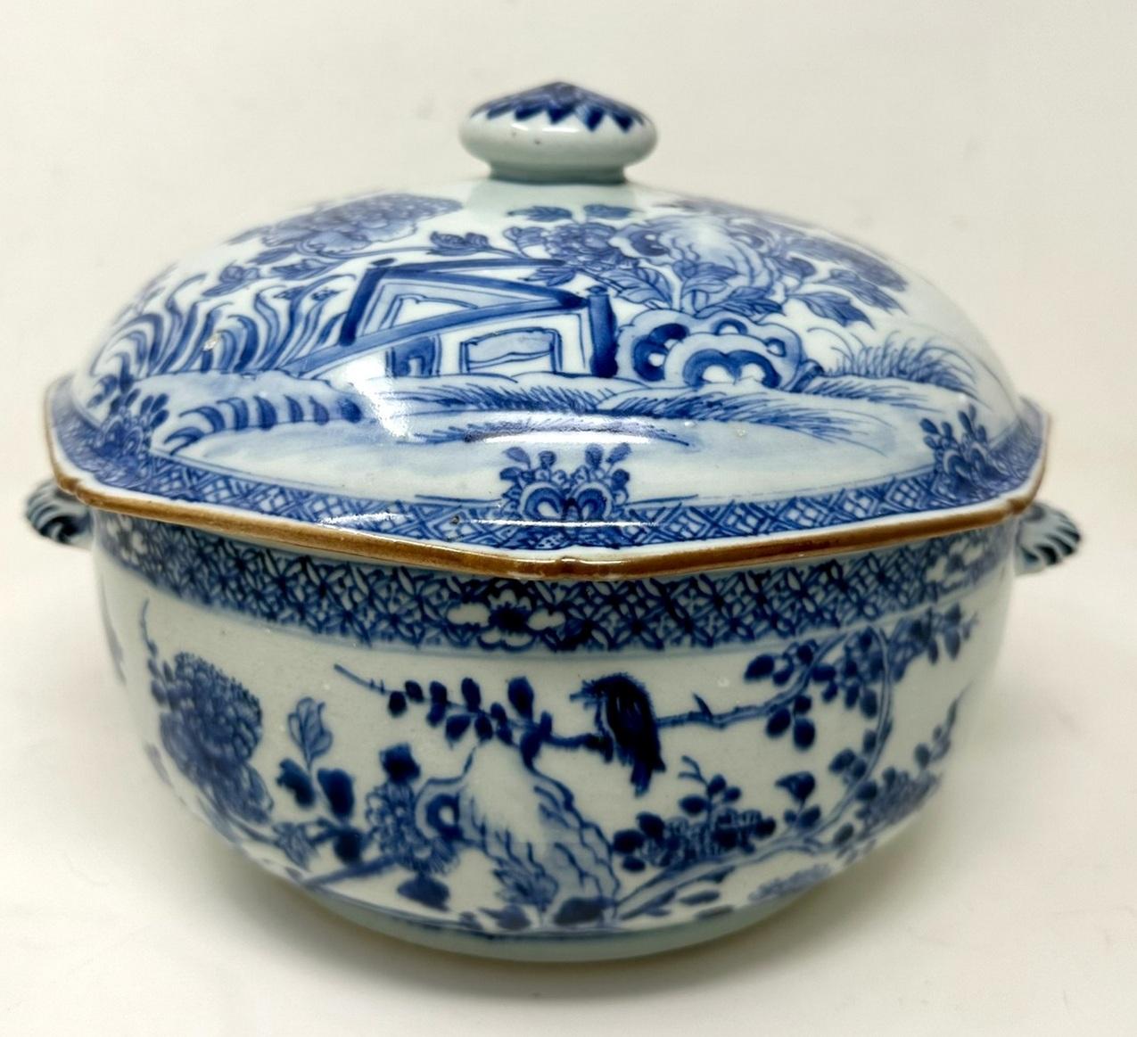 Antique Chinese Export Porcelain Blue White Chien Lung Soup Tureen Centerpiece (1 of 12)